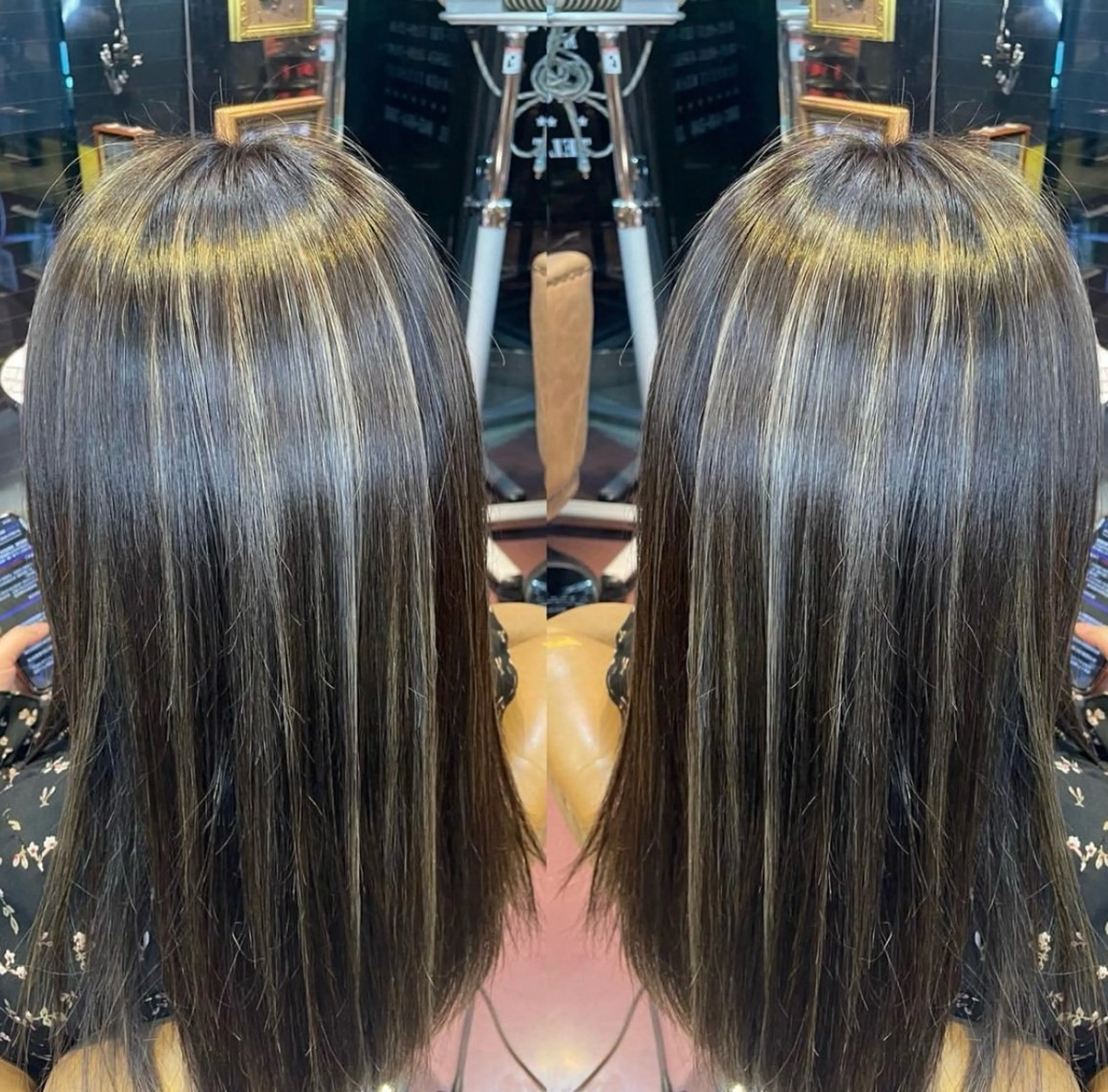 セミロング カラー ハイライトカラー ハイライト ミホ/ ブリーチ/コーンロウのヘアスタイル