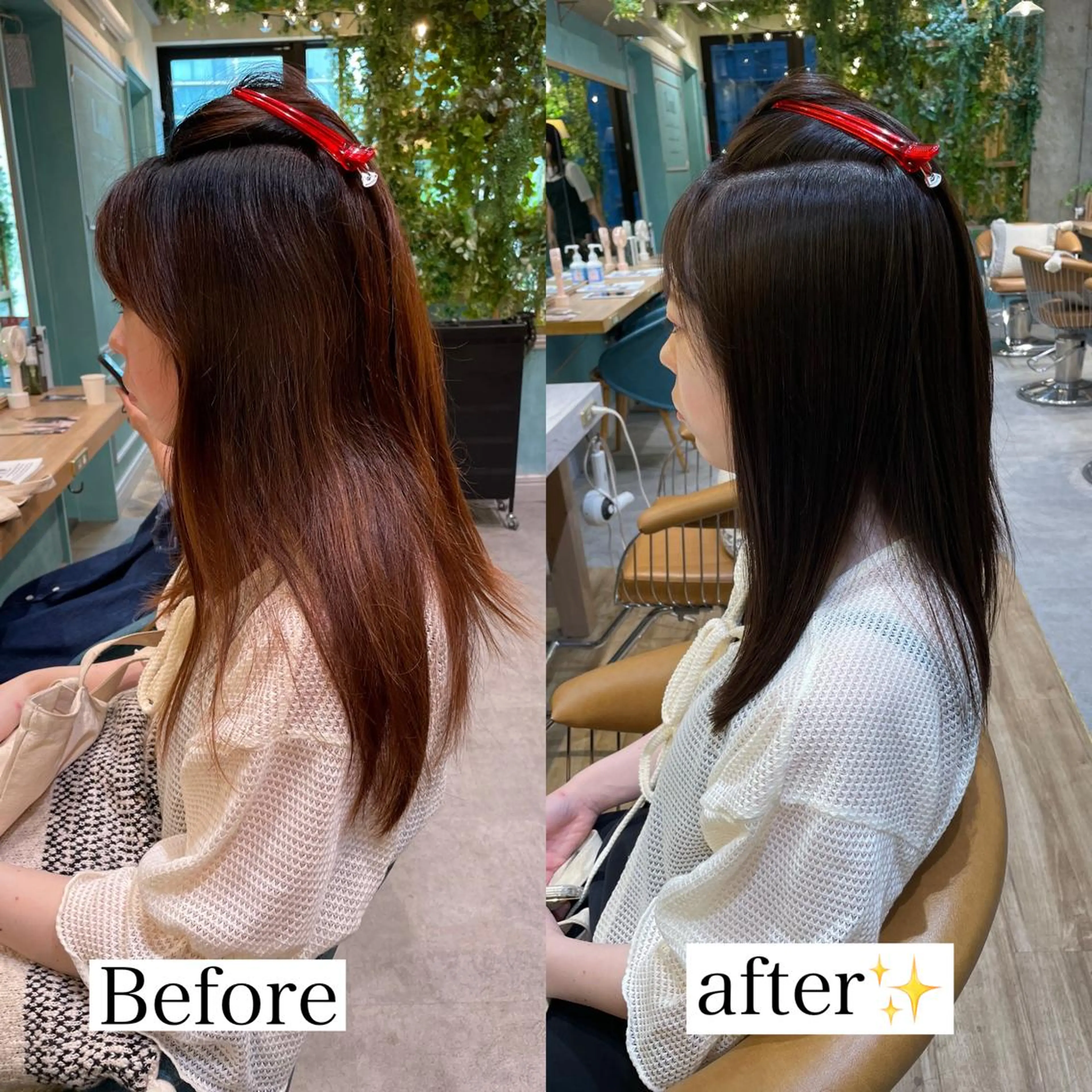 セミロング カット ヘアカラー 縮毛矯正 トリートメント 山本翔一郎 韓国顔周りレイヤーのヘアスタイル