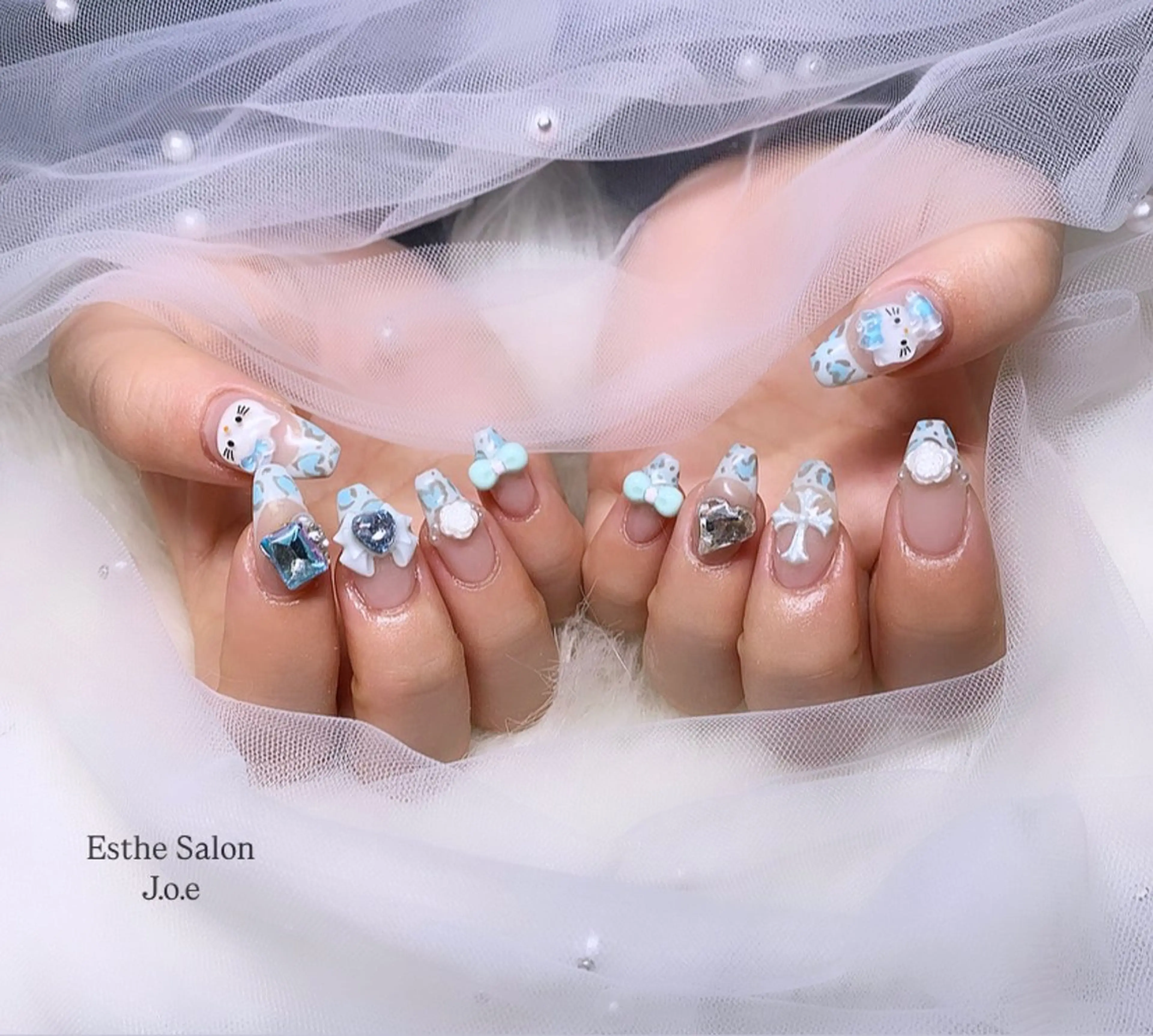 ネイル アニマル柄 フレンチネイル ハート 持ち込み ハンドネイル 石堂 さくらのネイルデザイン