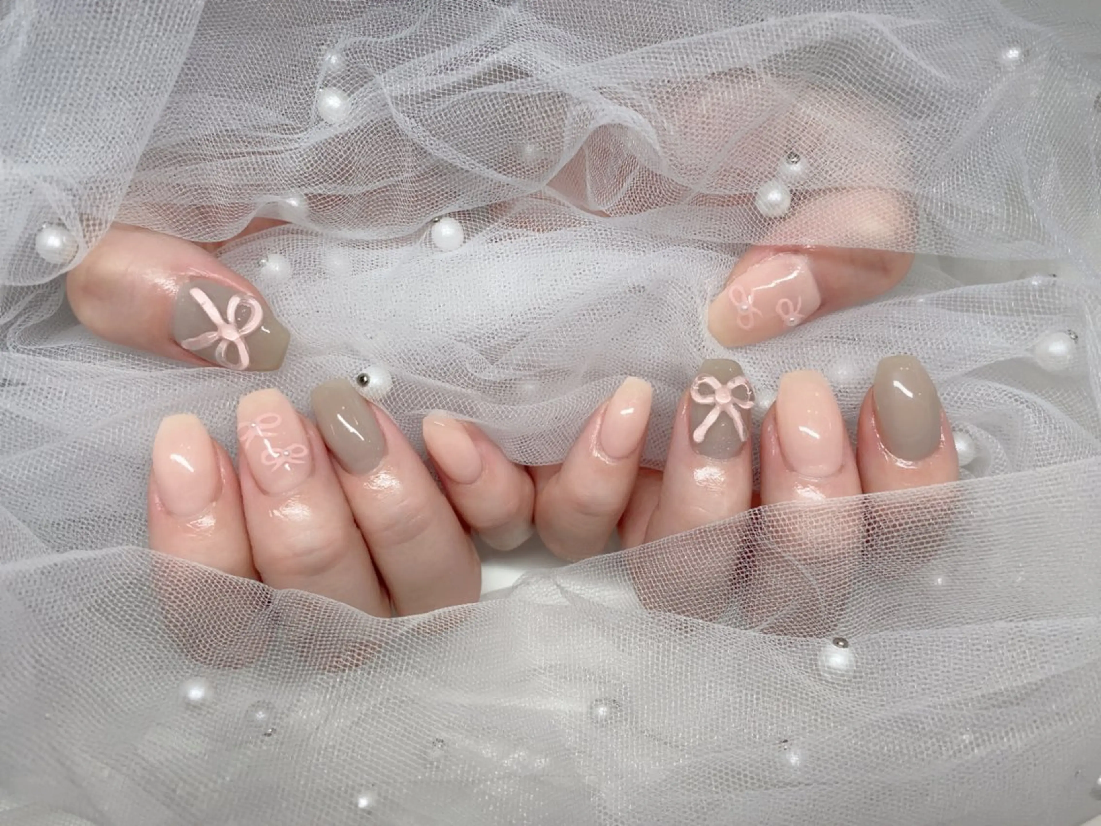 ネイル I-nailロング /ワンホン/キラキラのネイルデザイン