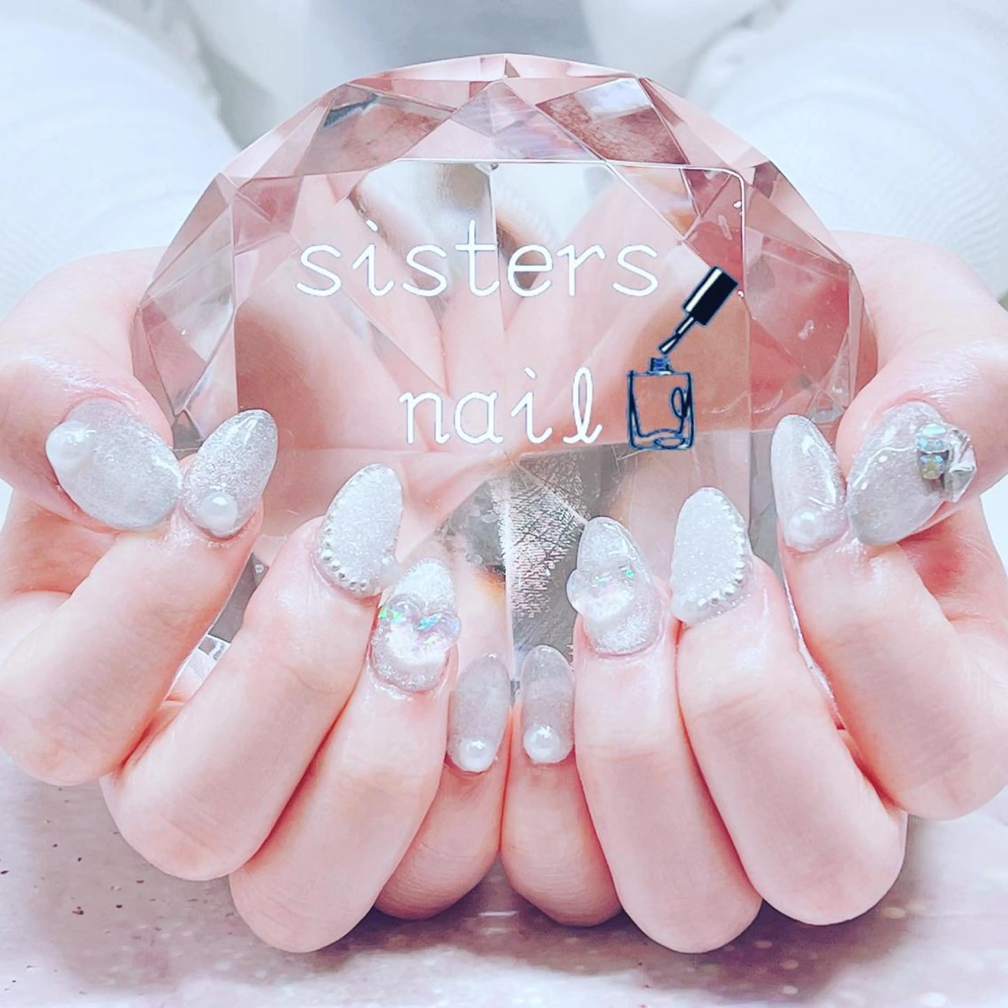 ネイル アートネイル オーロラネイル ハート キラキラネイル マグネットネイル ハンドネイル ハンドケア sisters nail.fのネイルデザイン