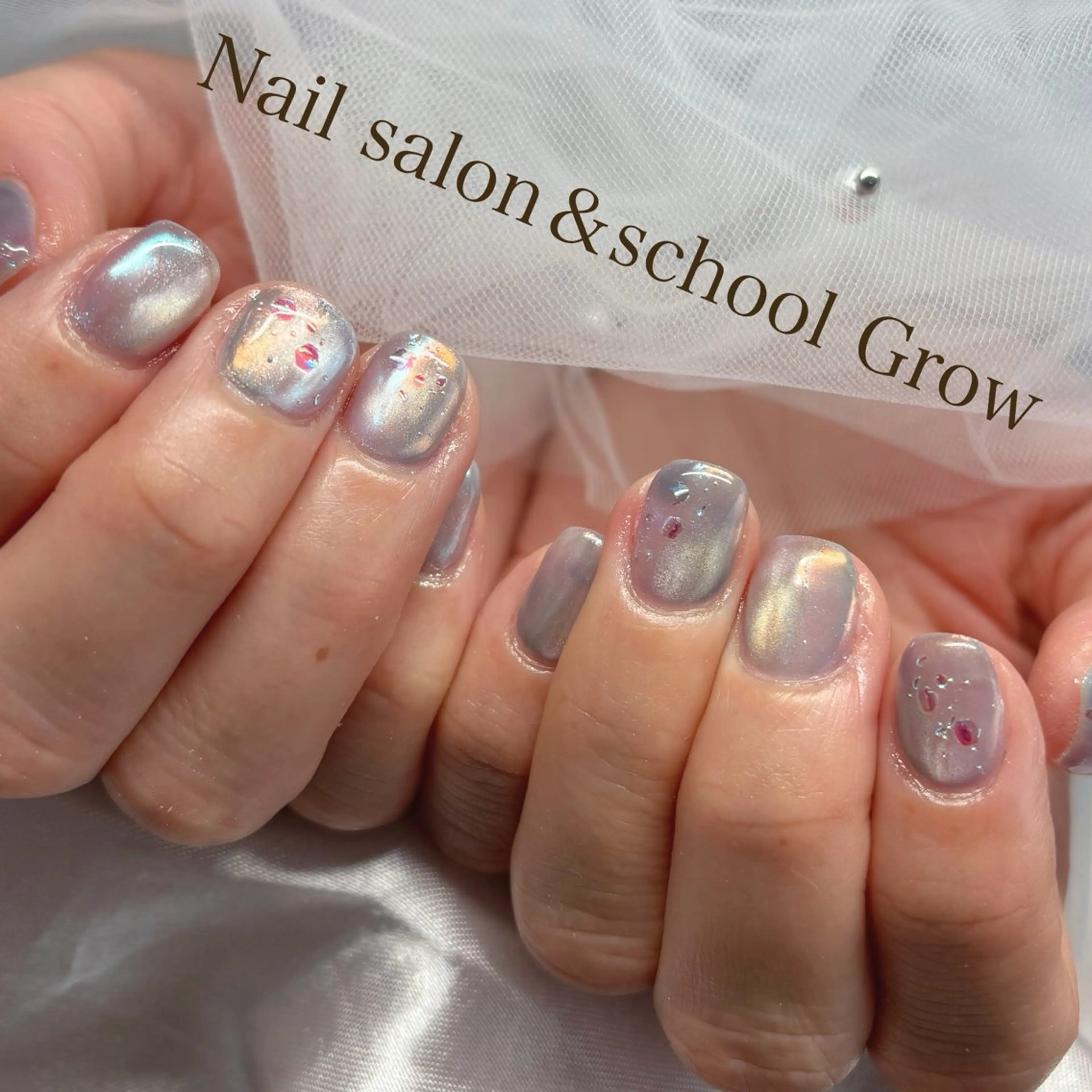 ネイル ジェルネイル 氷ネイル・うるうるネイル 水色 マグネットネイル パラジェル ハンドネイル 認定講師⭐️歴20年 サロン&スクールのネイルデザイン