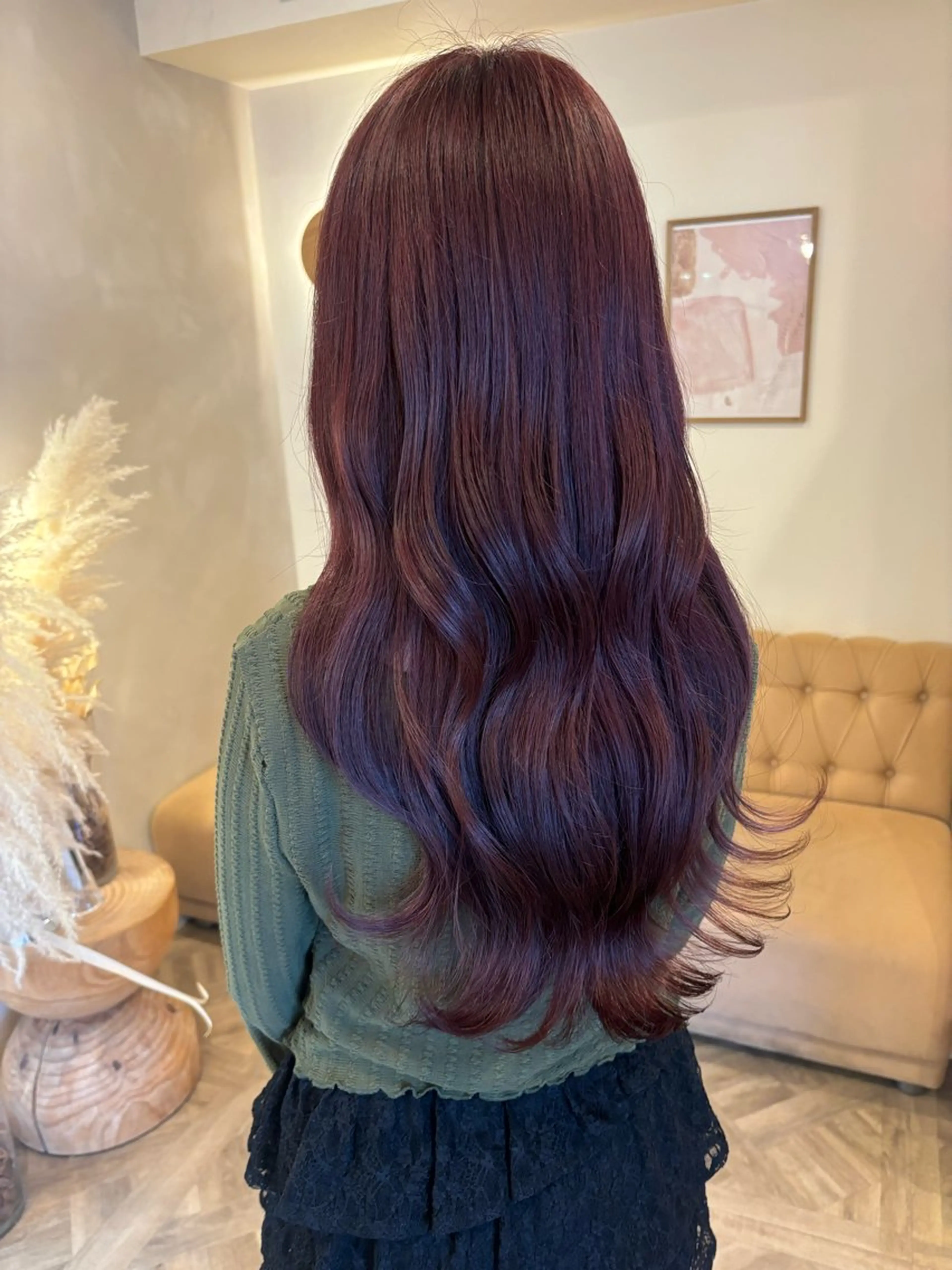 ロング ヘアカラー トリートメント ミルクティ/ピンク/ レイヤー/yuriaのヘアスタイル