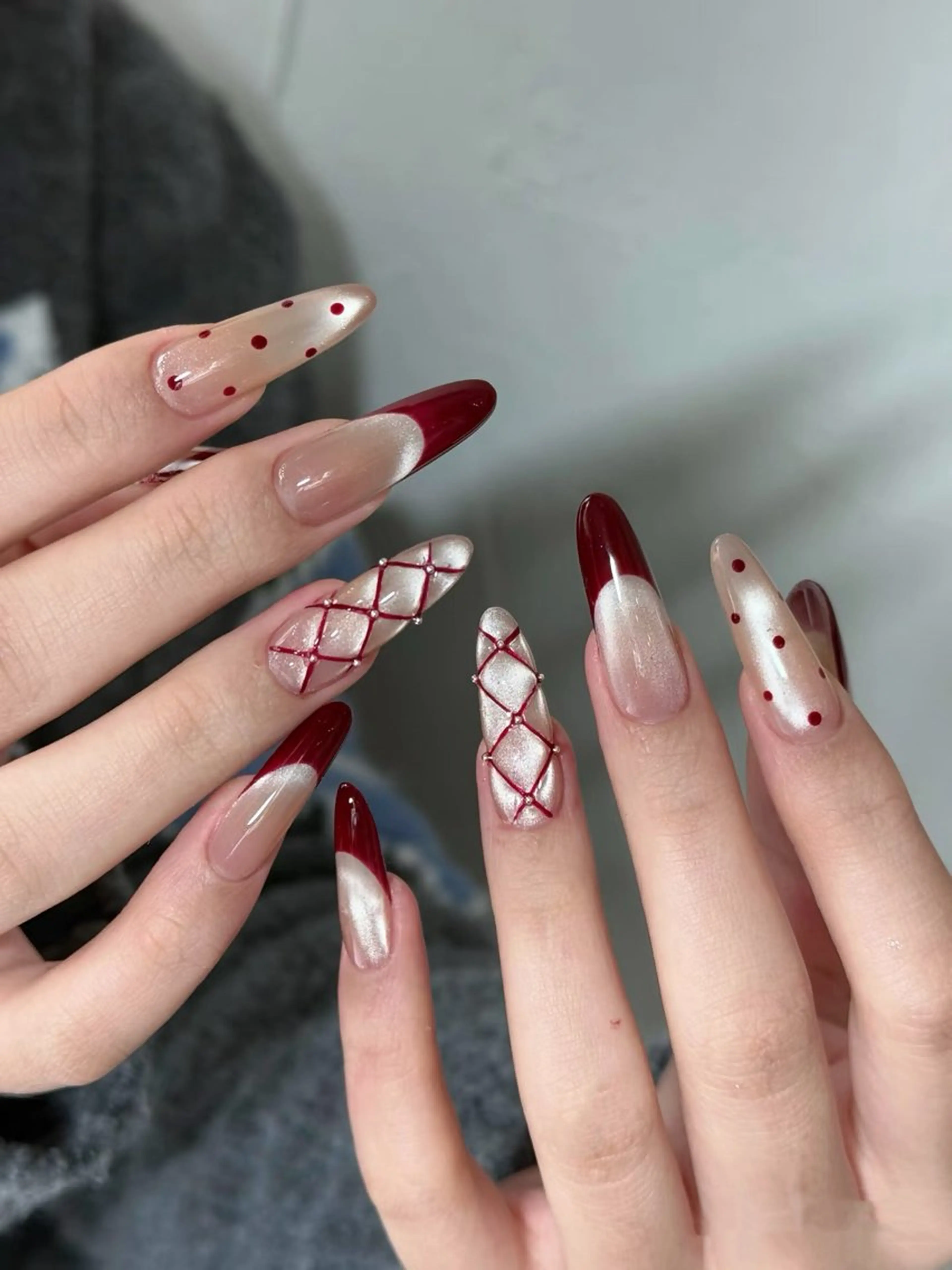 ネイル フラワーネイル フレンチネイル ジェルネイル ガラスフレンチ ハート ハンドネイル BabyYouMi nailのネイルデザイン