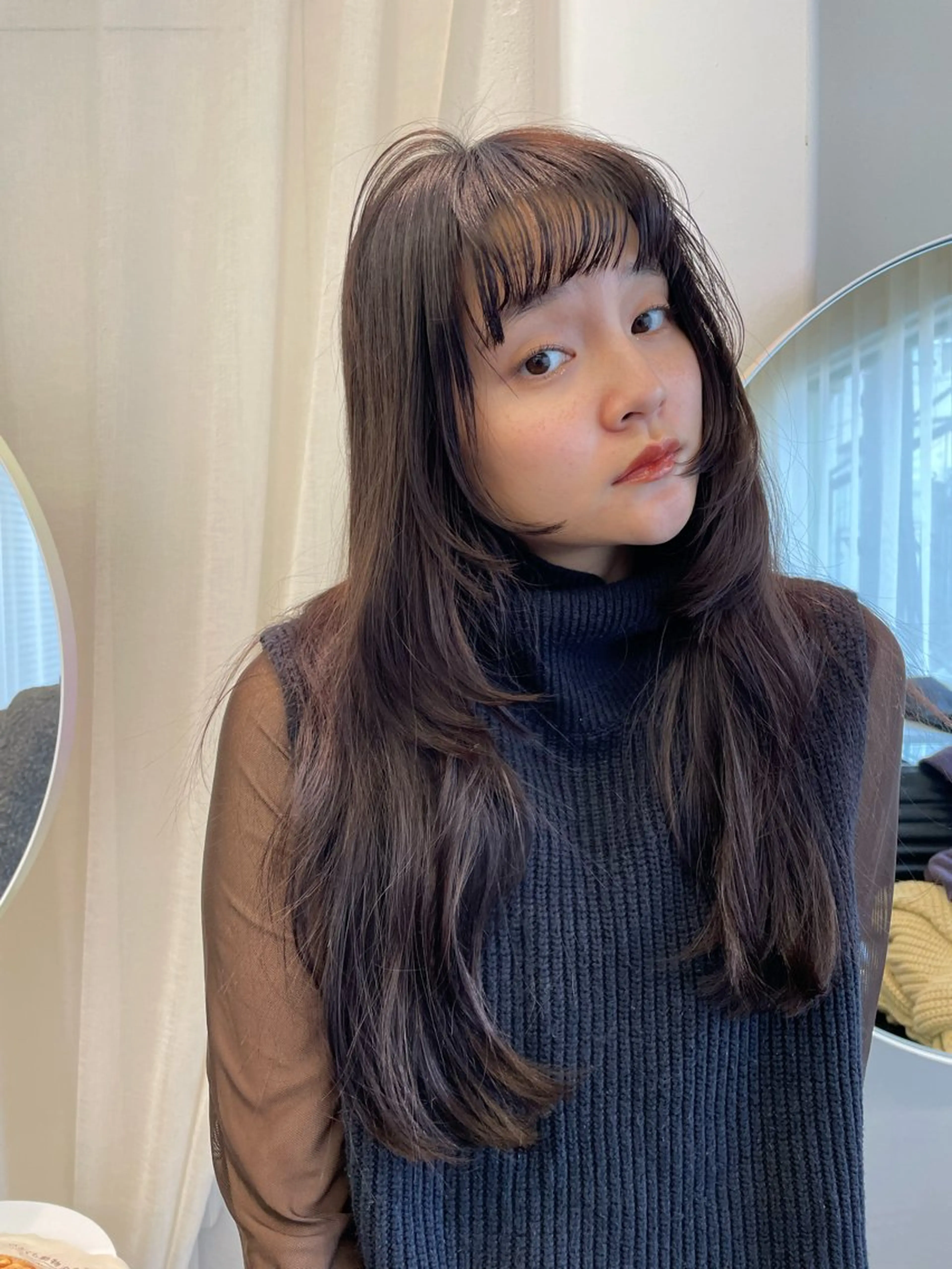 ロング カラー 顔周りカット 姫カット 小顔カット カット ヘアカラー トリートメント レイヤーカット🎀 kanaのヘアスタイル