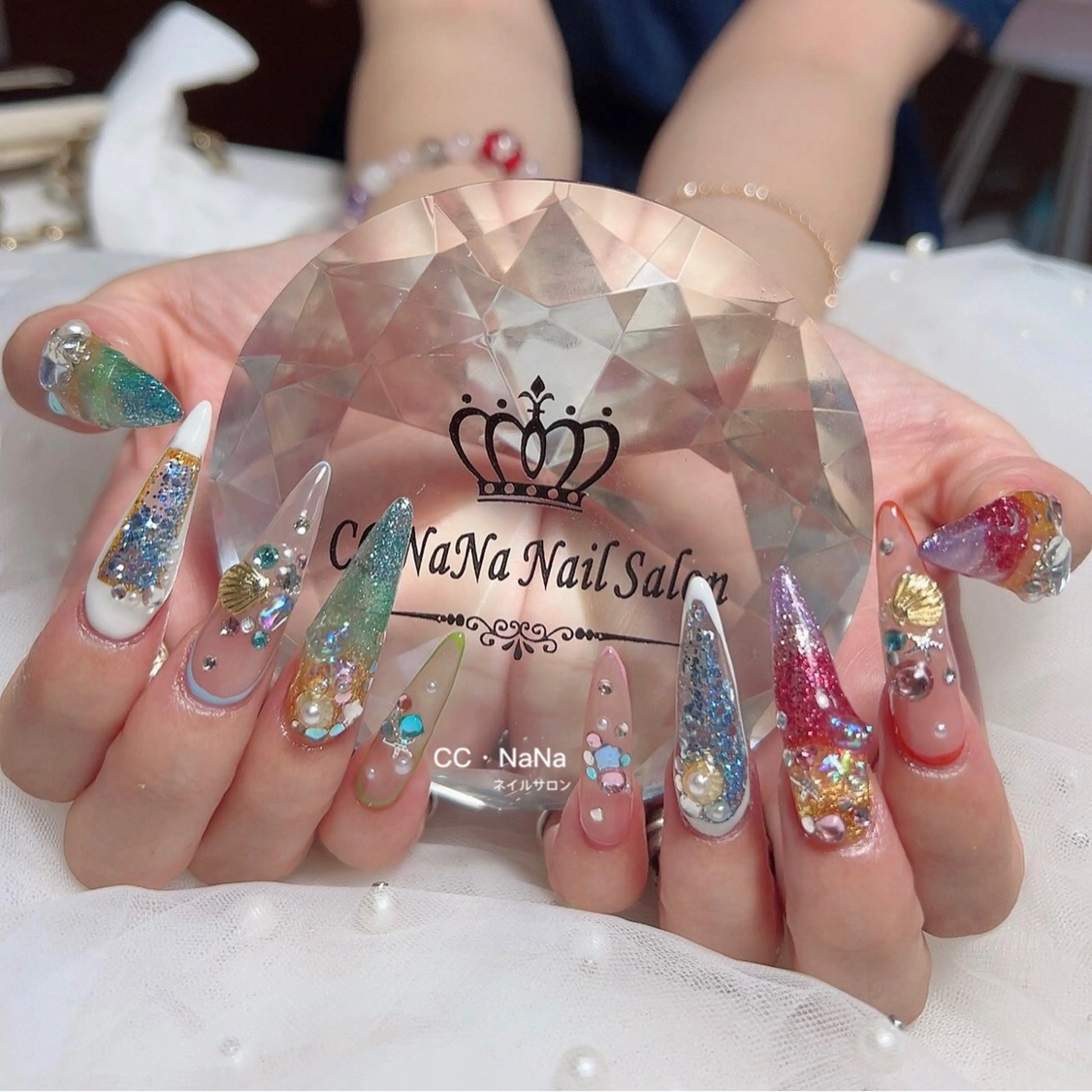 【初回オフ無料★ケア込み】アクリルスカルプ長さだし✨超豪華ゴージャス💎210分時間内10本やり放題✨アートし放題💎の写真