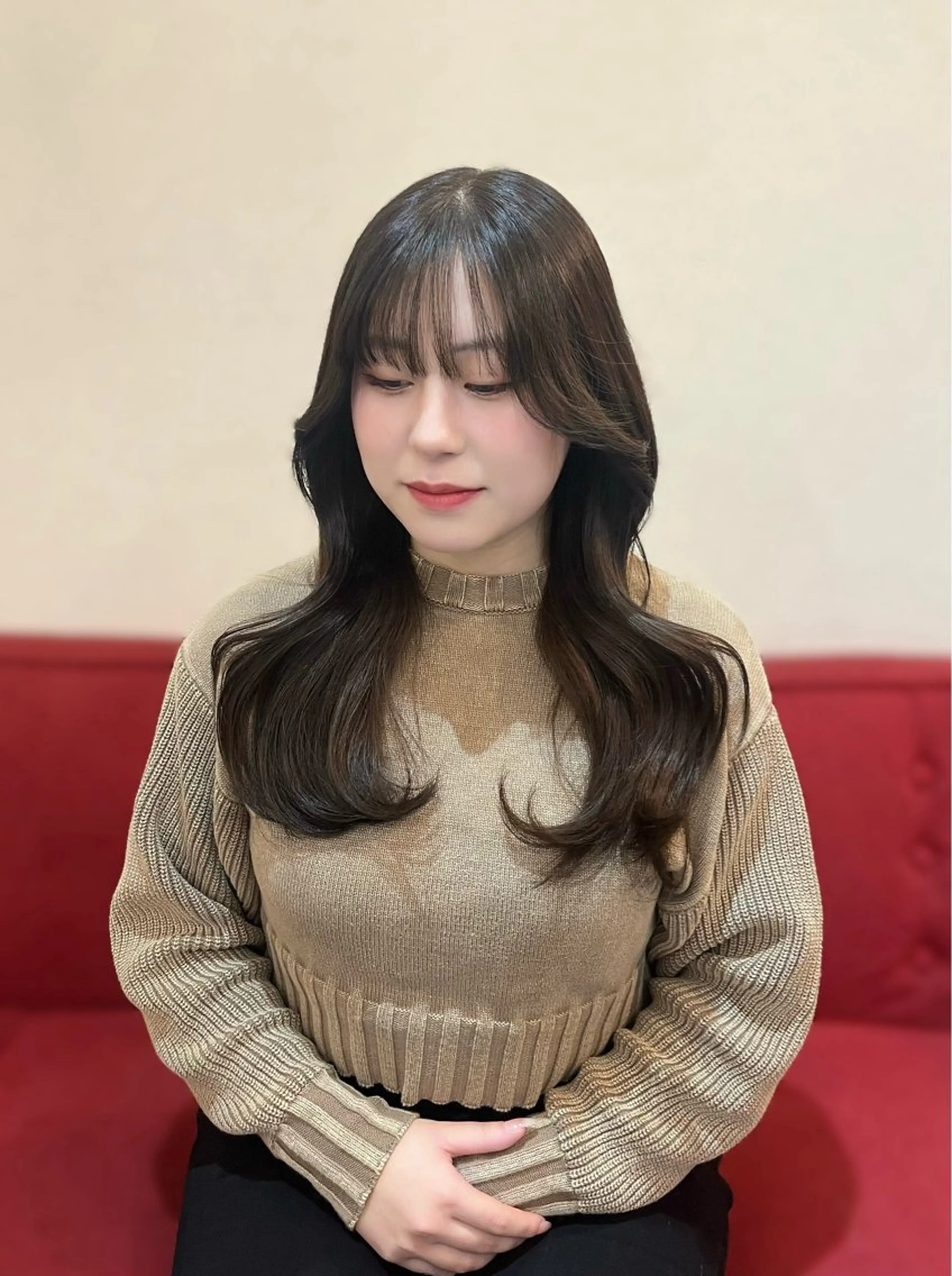 カラー ヘアアレンジ ブラウンカラー 透明感カラー カット ヘアカラー 似合わせ顔まわり カット💛森尾真由美のヘアスタイル