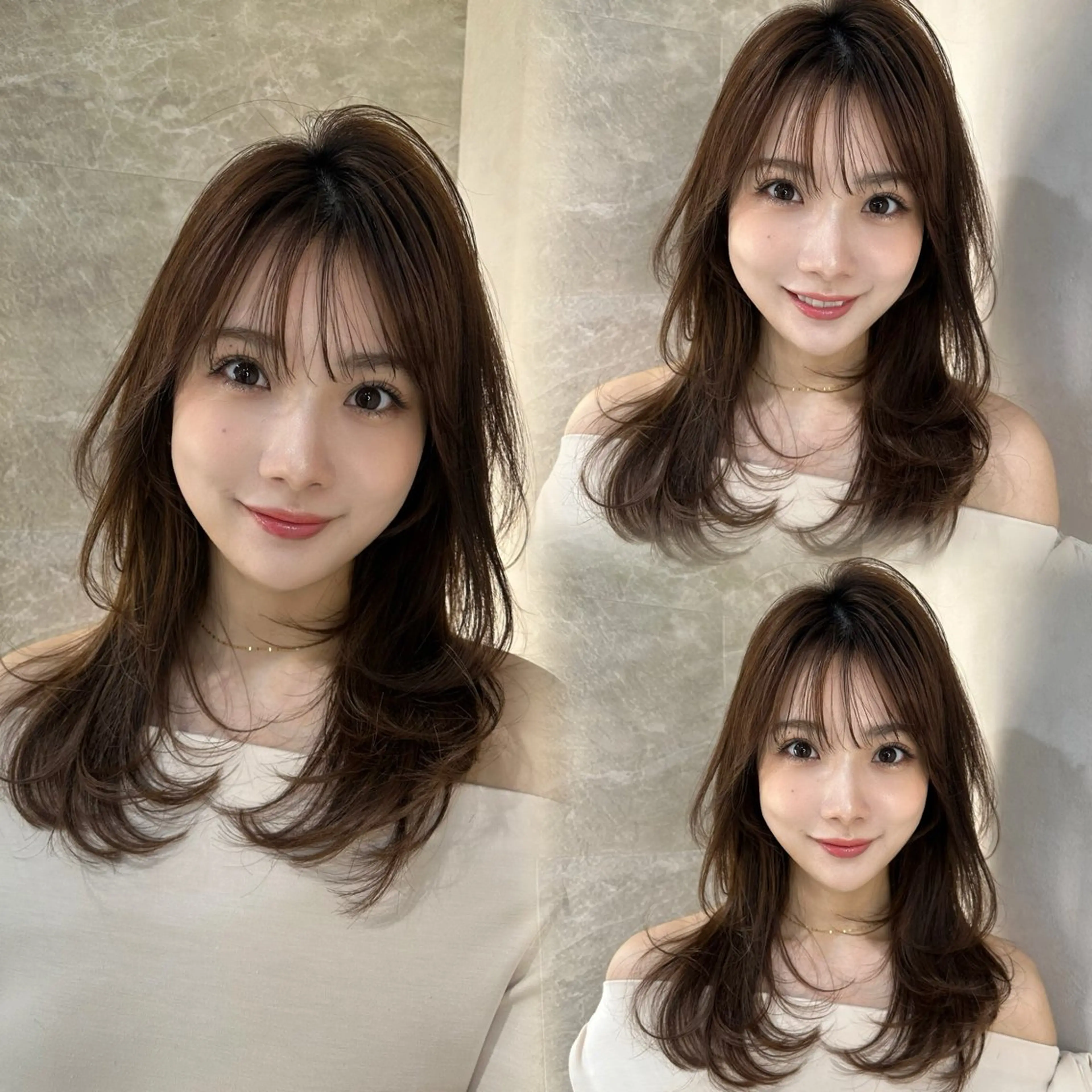 セミロング 顔周りカット レイヤーカット 小顔カット カット ヘアカラー トリートメント ヘアセット 銀座副店長/レイヤー /髪質改善/田島のヘアスタイル