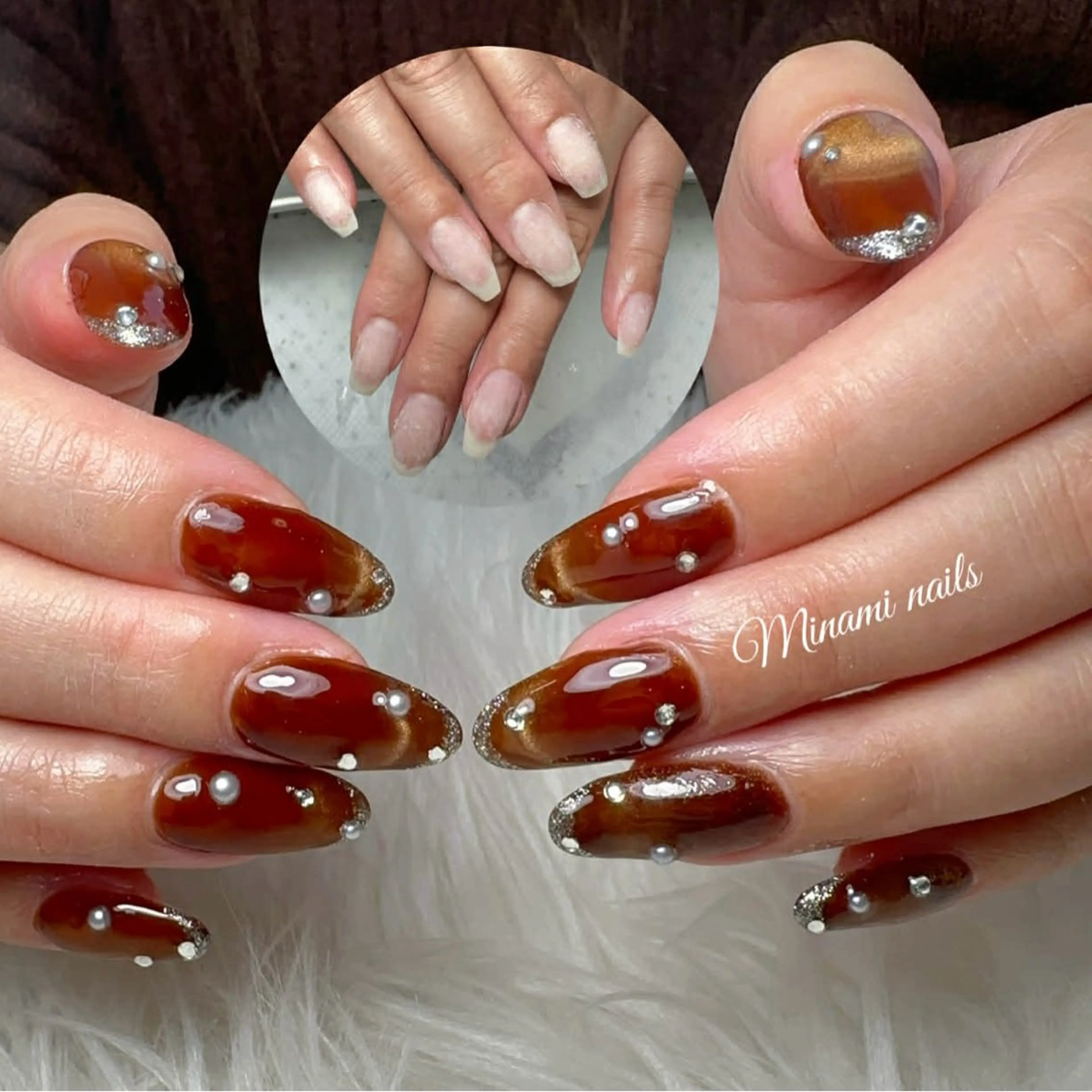 ネイル アートネイル オーロラネイル ガーリー キラキラネイル 韓国ネイル ハンドネイル Minami Nailsのネイルデザイン