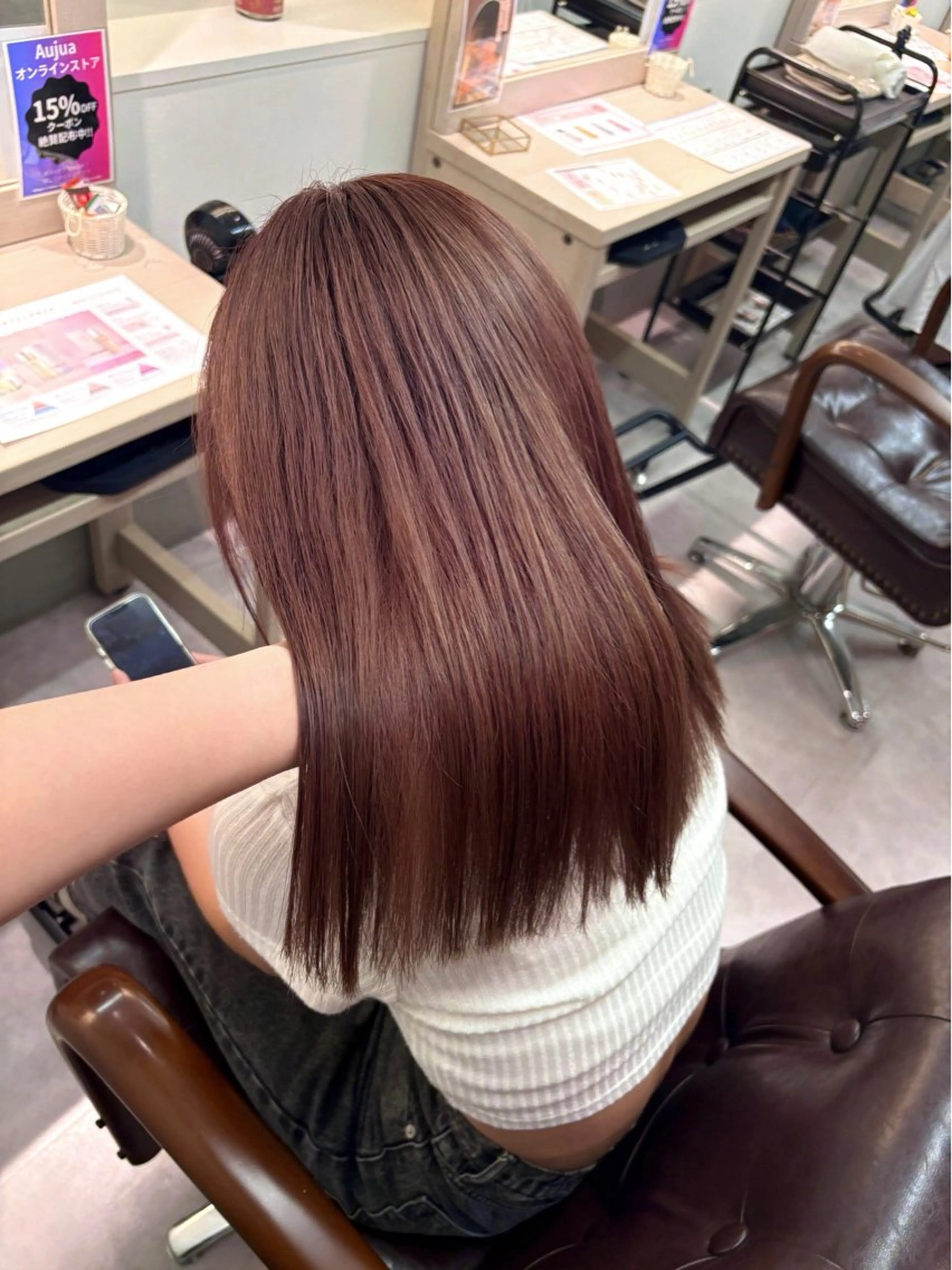 ミディアム カラー ベージュカラー ピンクカラー ピンクベージュ macheriebyhase所属・藤井 心音のヘアスタイル