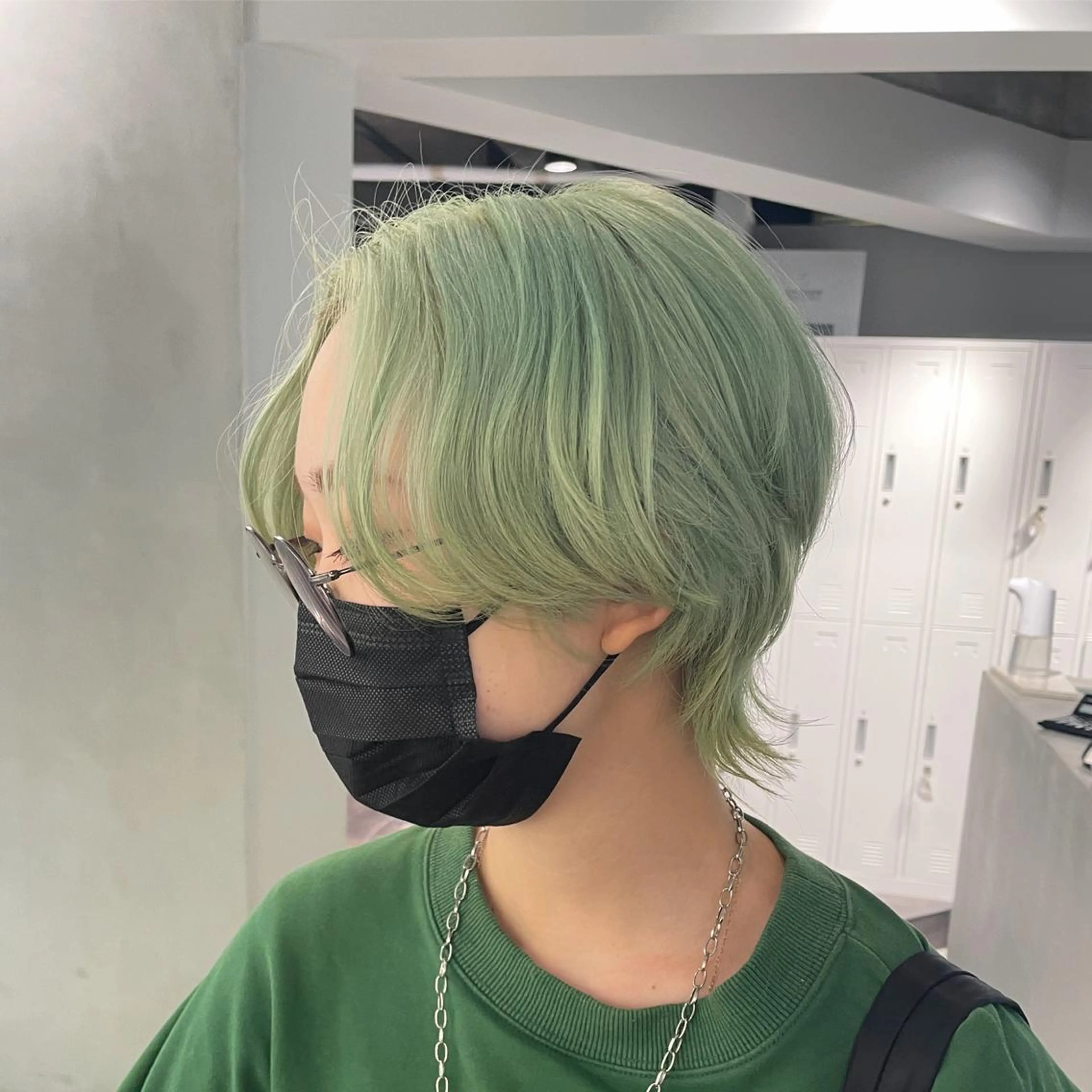 ショート カラー ミント ミントグリーン 女性艶髪マンツーマン YUKIのヘアスタイル