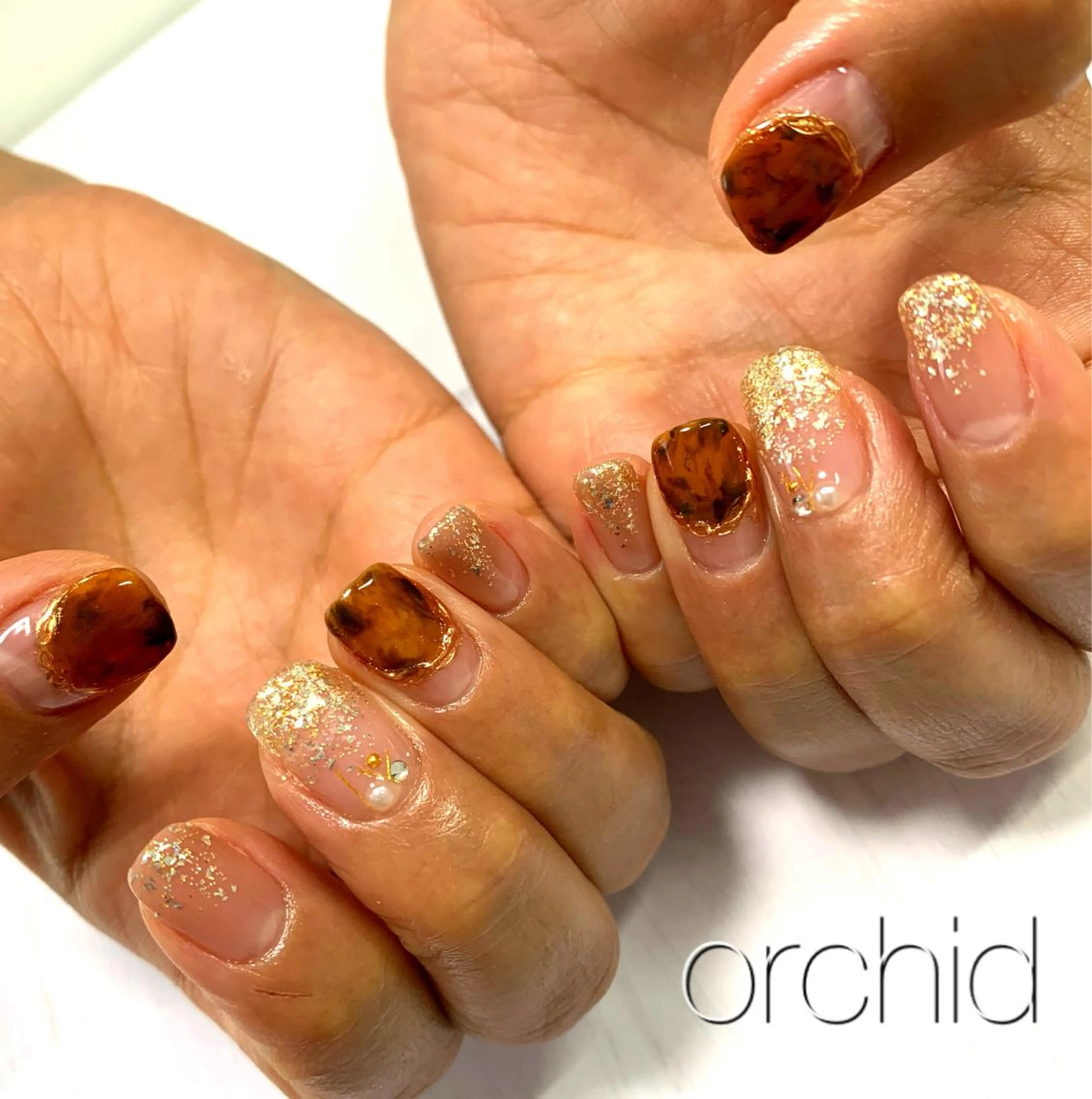 ネイル べっ甲ネイル orchid ♡オーキッドのネイルデザイン