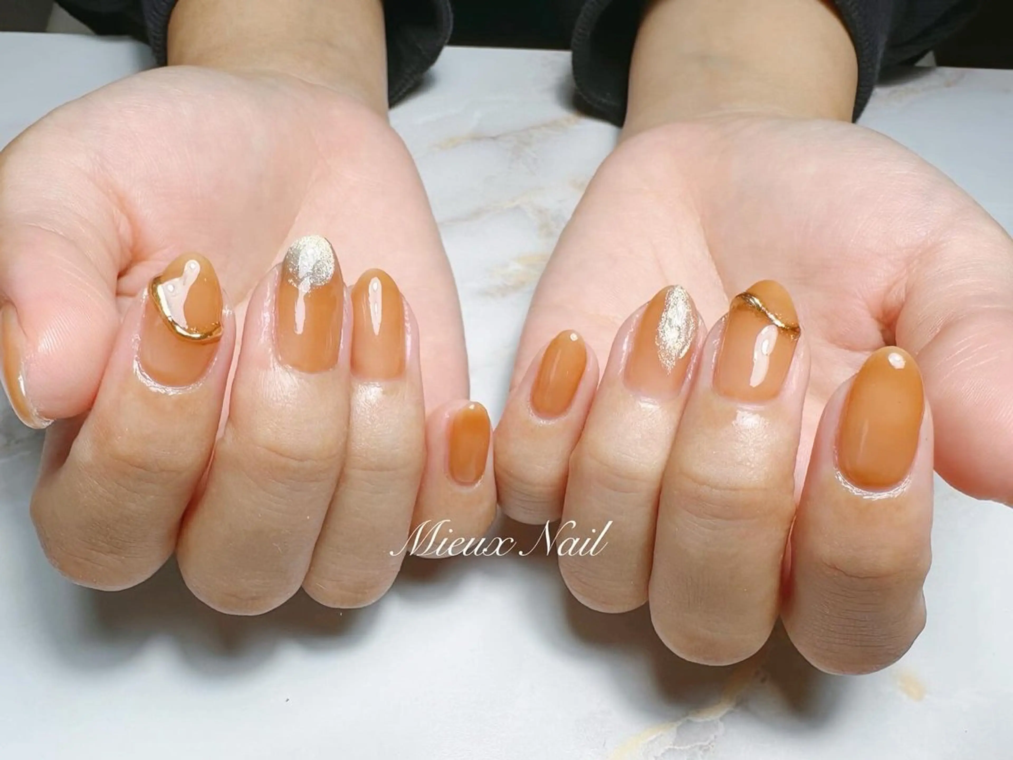 ネイル ブルー ジェルネイル パラジェル ハンドネイル 市川 麻衣子のネイルデザイン