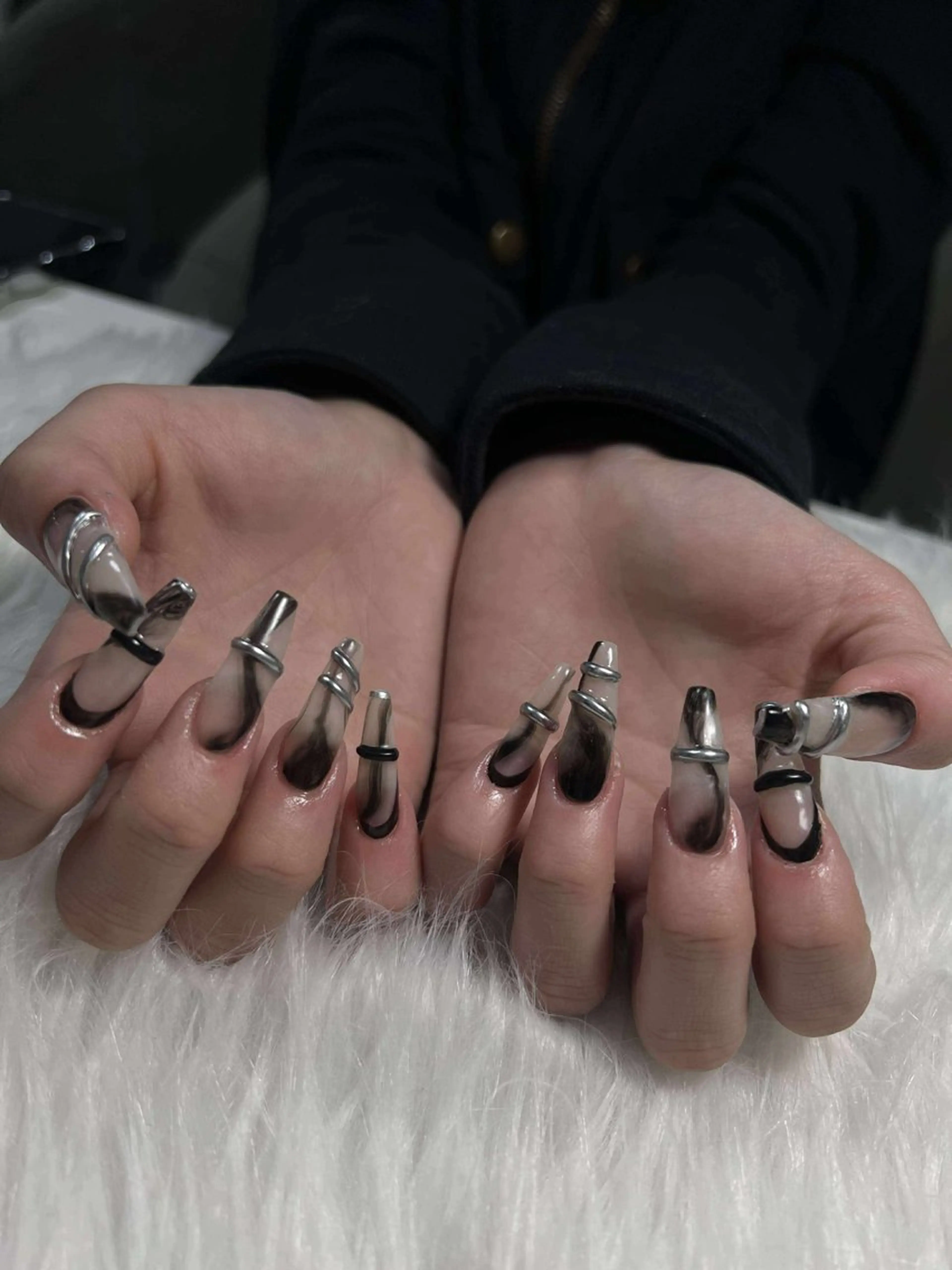 ネイル オーロラネイル クリアネイル 成人式 フラッシュネイル ジェルネイル ハンドネイル Amee Nail Salonのネイルデザイン