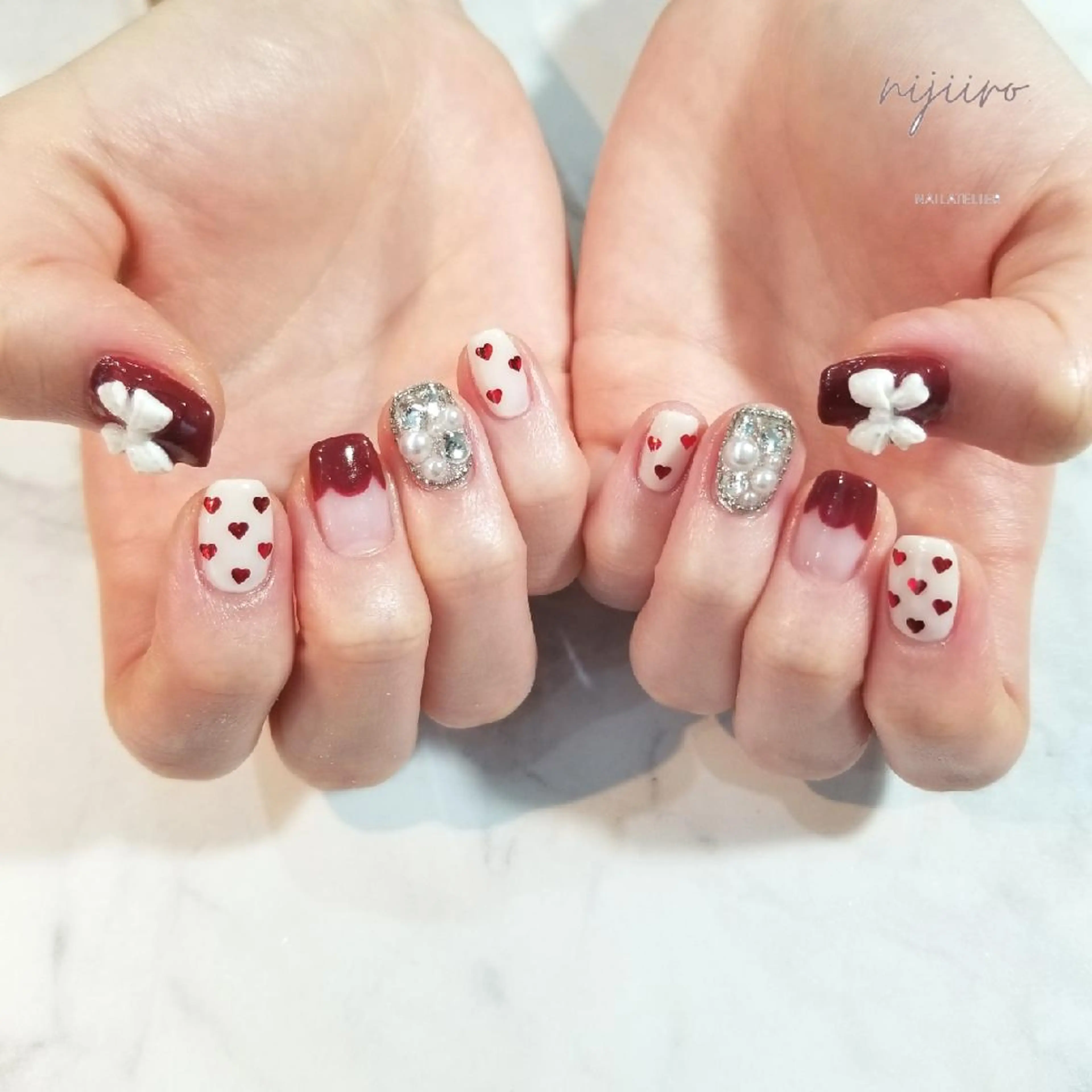 ネイル ハート ハンドネイル nijiiro🌈 サトウのネイルデザイン