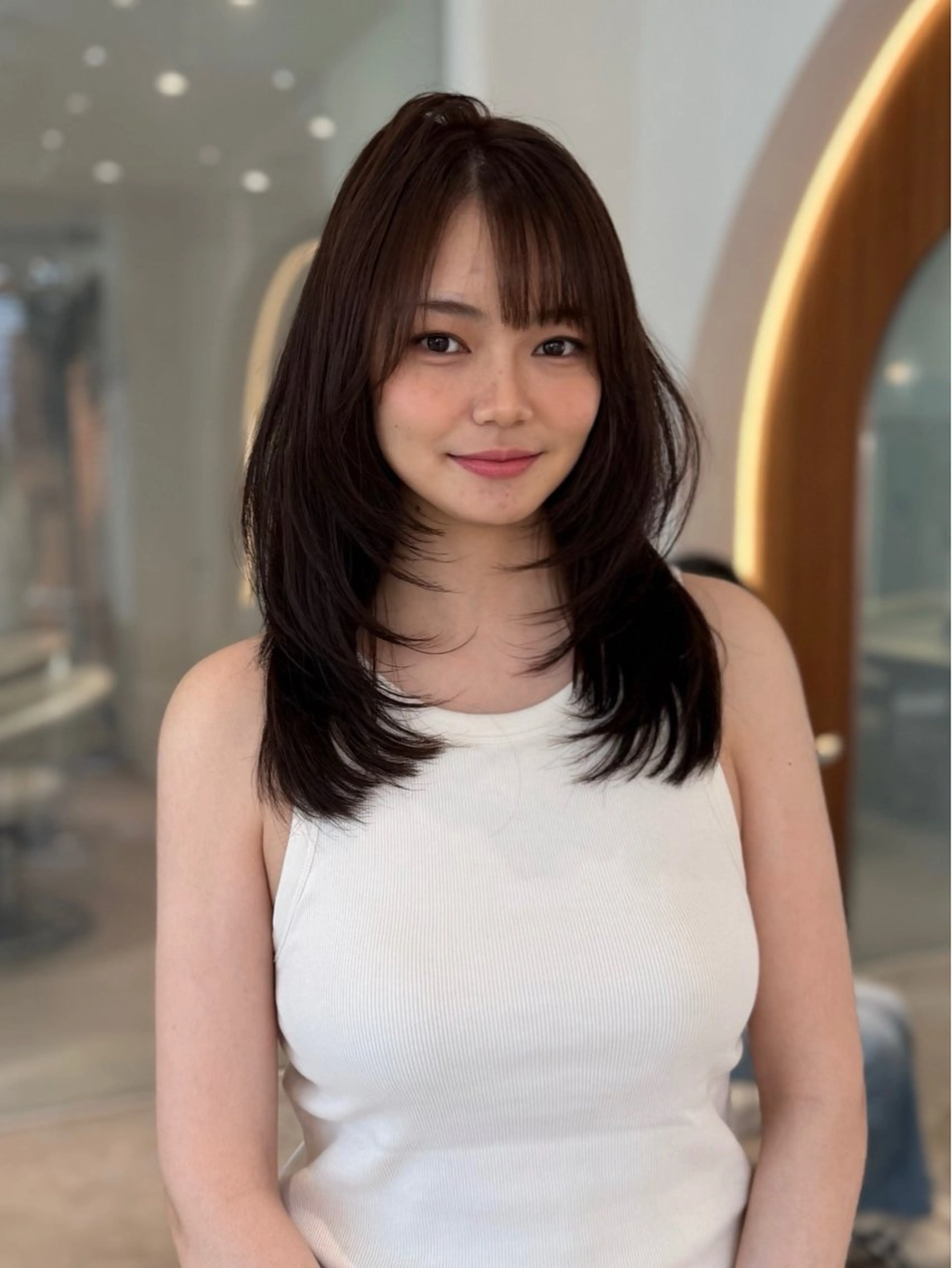 セミロング カラー カット ヘアカラー トリートメント レイヤー/ベージュ ヒヨリ/渋谷のヘアスタイル