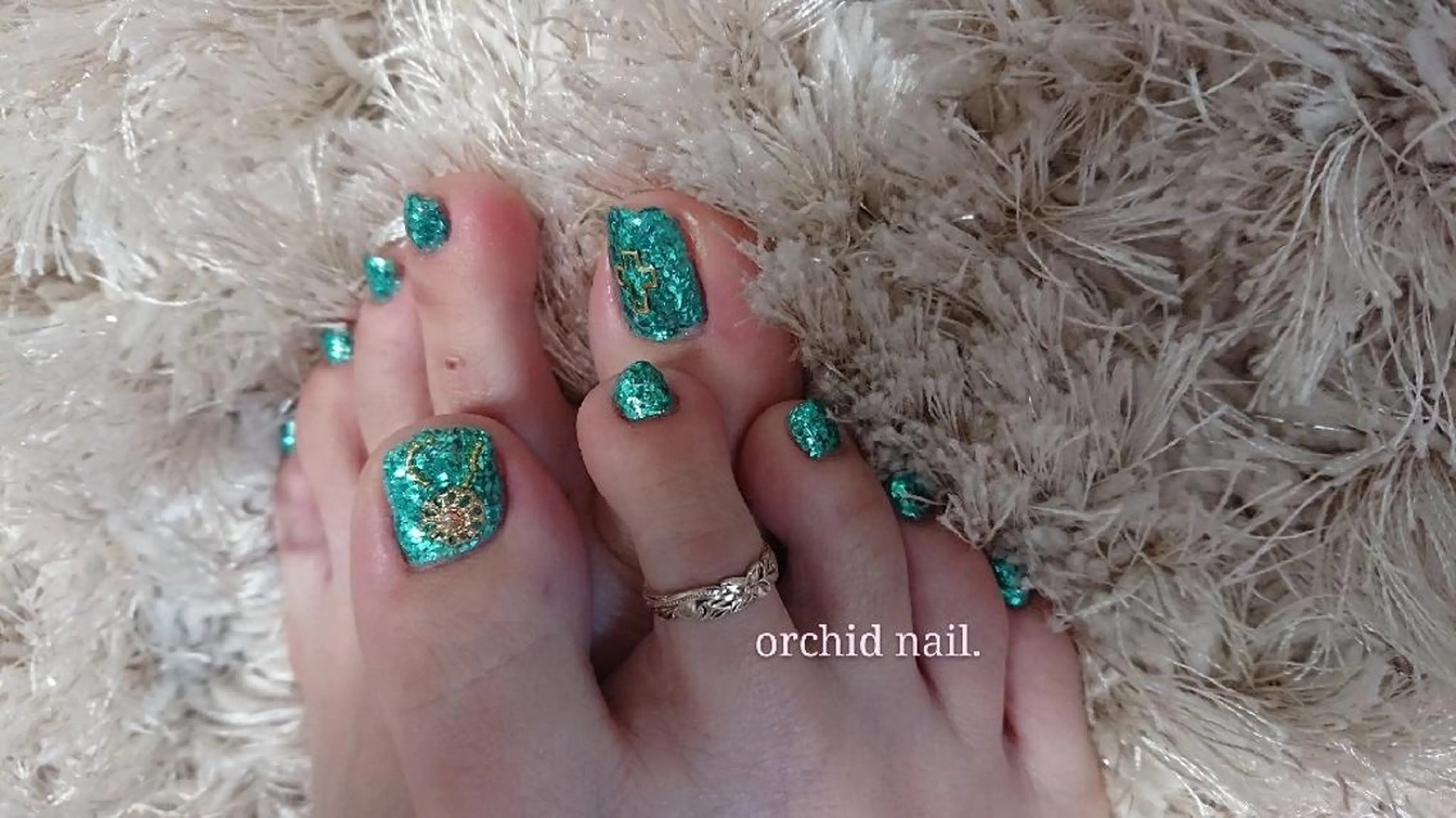 ネイル フットネイル グリーン フットネイル orchid ♡オーキッドのネイルデザイン