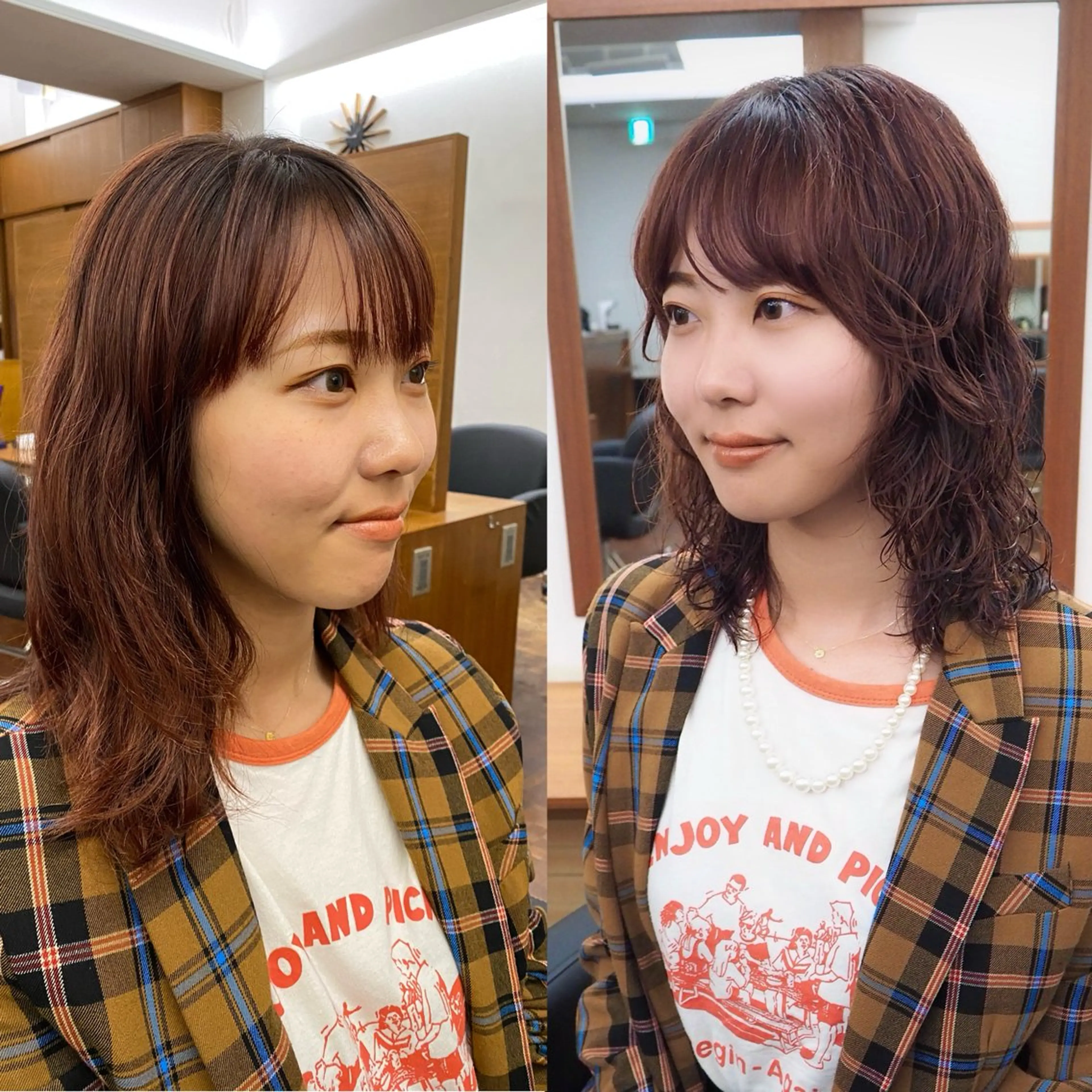 ミディアム パーマ カット ヘアカラー パーマ トリートメント 似合わせレイヤー/ パーマヘア/高倉のヘアスタイル