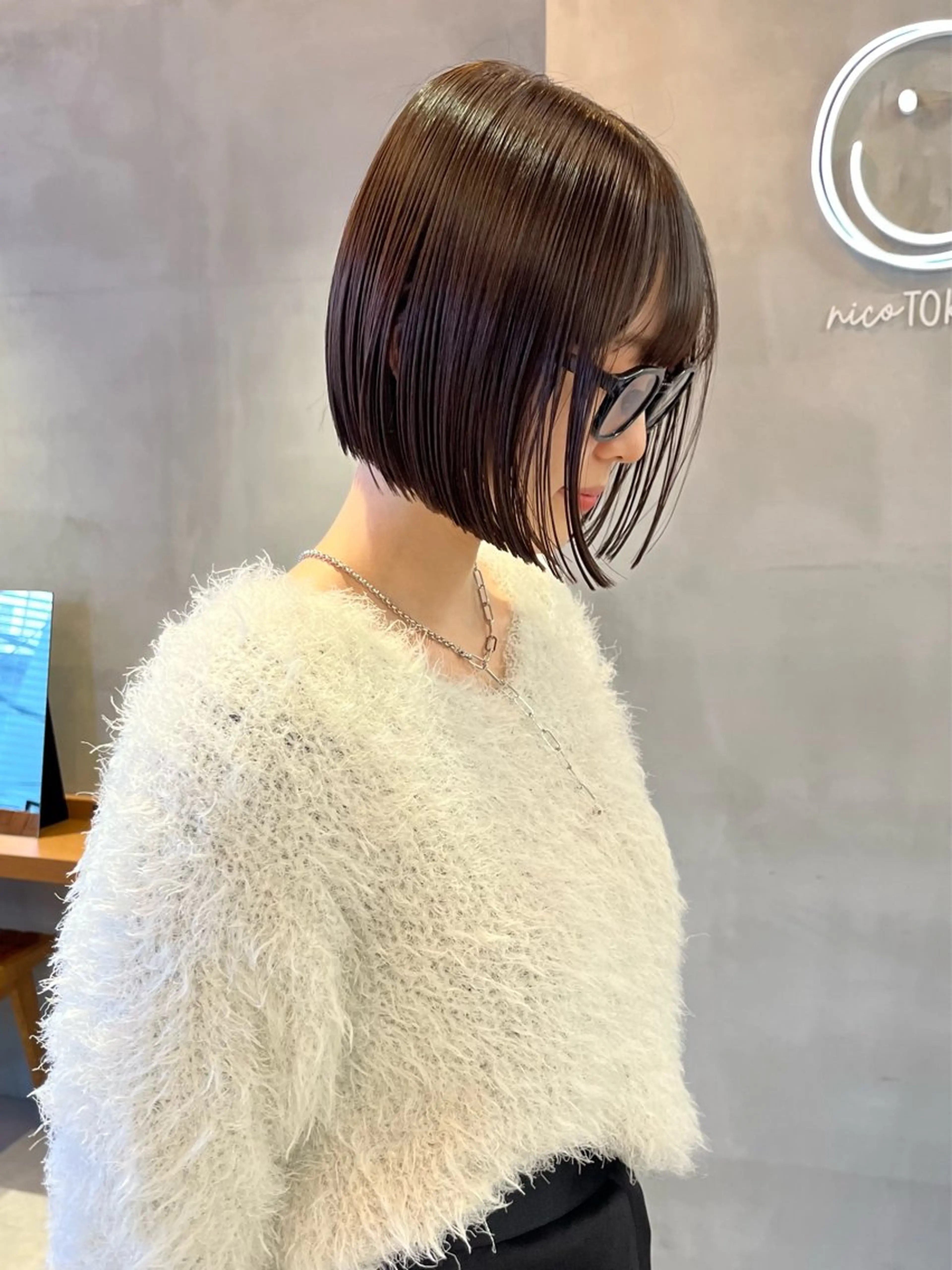 ミディアム カラー カット トリートメント ボブ&顔まわりレ イヤー♡TOMOE♡のヘアスタイル