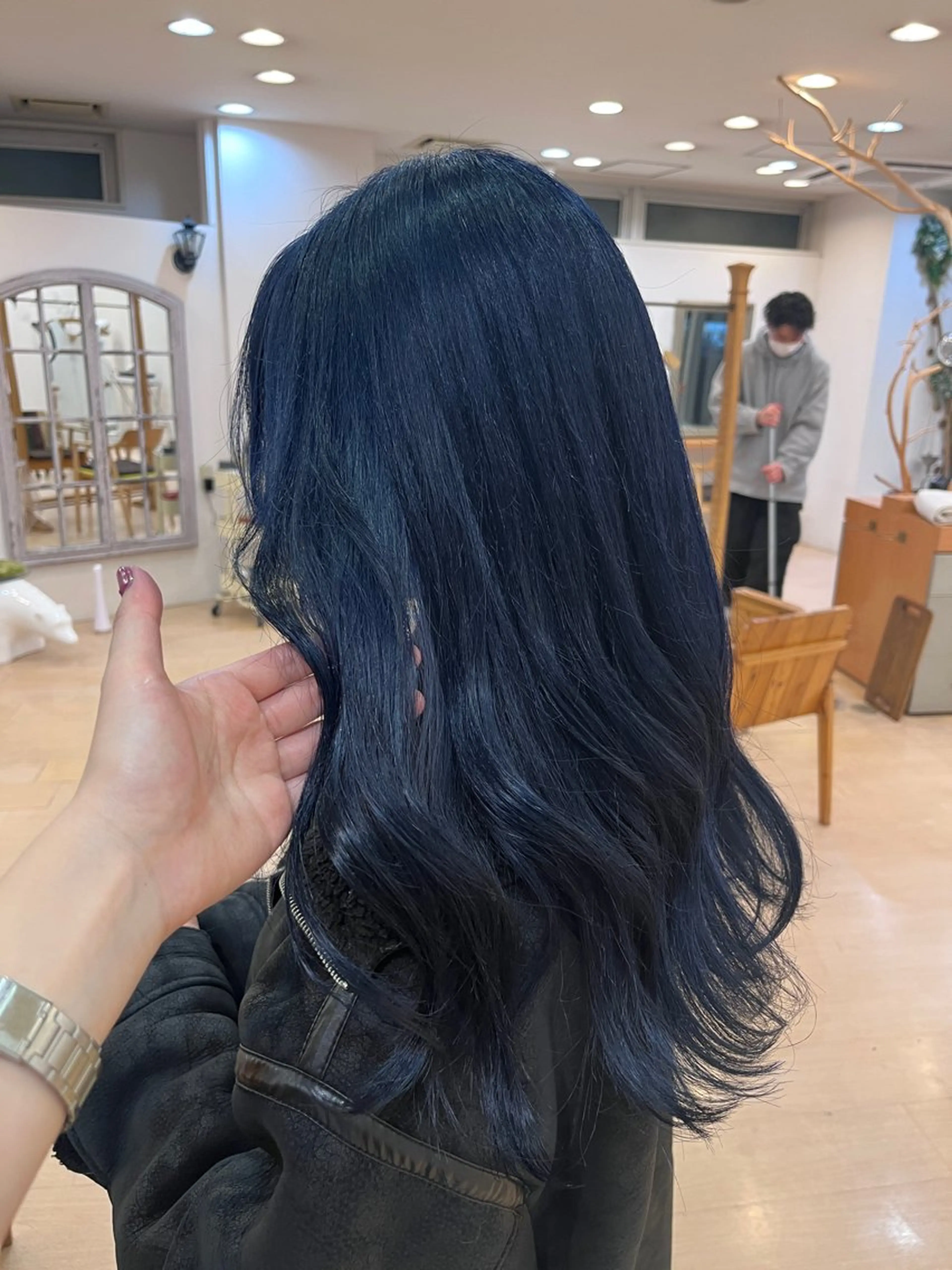 ミディアム カラー ブリーチ ブルーカラー ネイビーカラー バイオレットカラー 💠つたふうか/ 韓国/メンズヘア💠のヘアスタイル