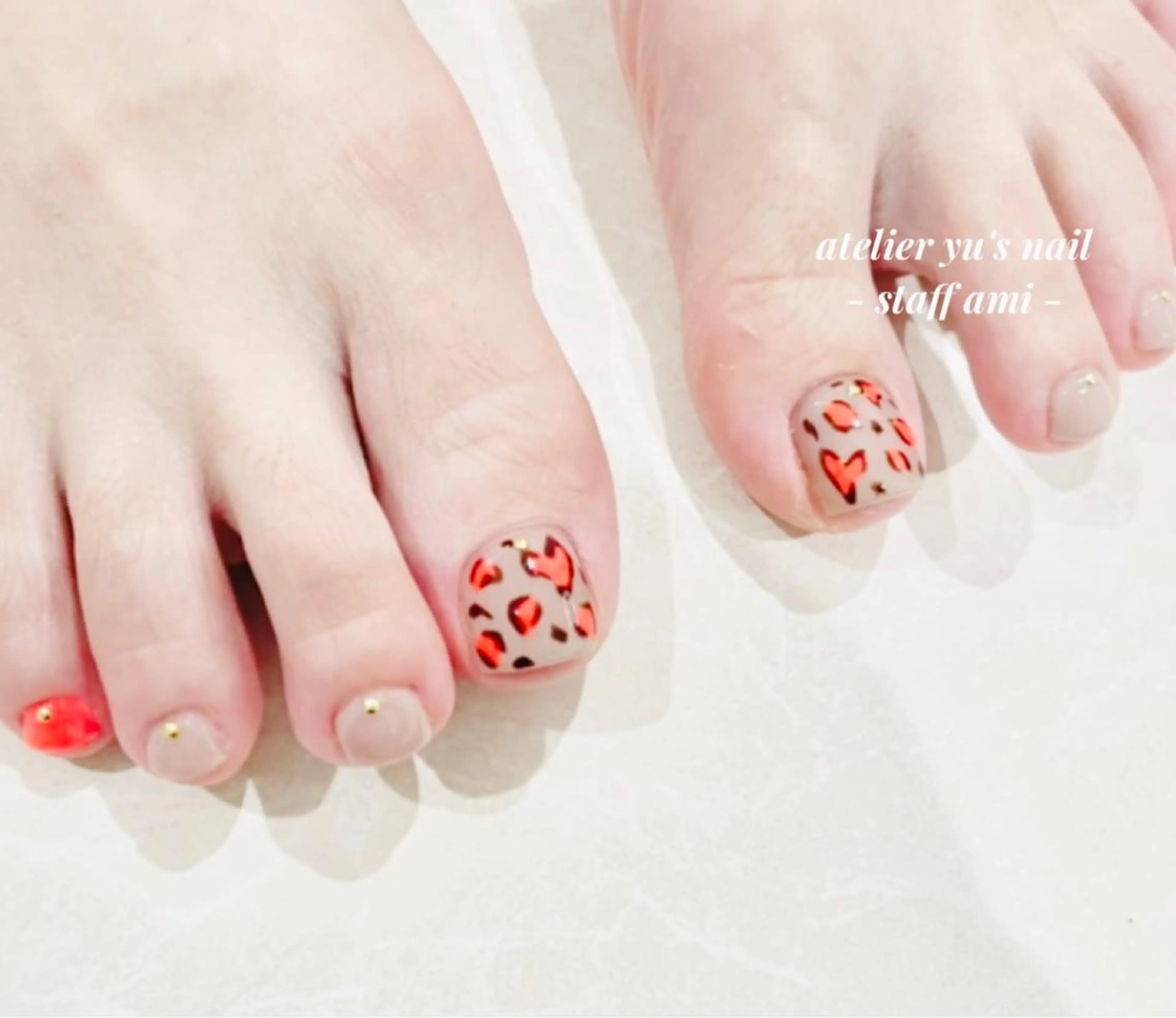 ネイル フットネイル オレンジ atelier yu's nailのネイルデザイン
