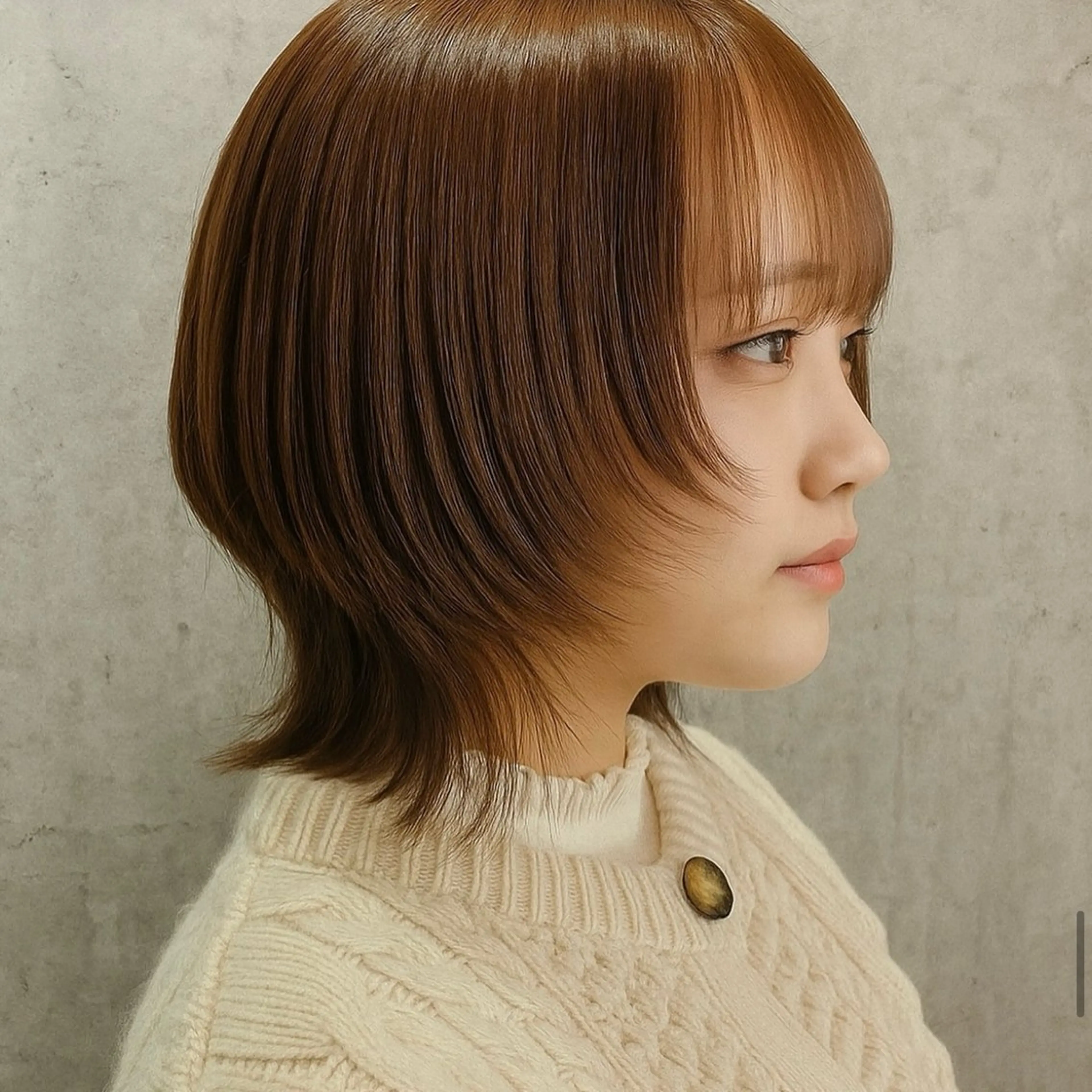 【気になる前髪とカラーメンテ✨】前髪カット+髪質改善カラー　　《茨木/顔周りカット》の写真