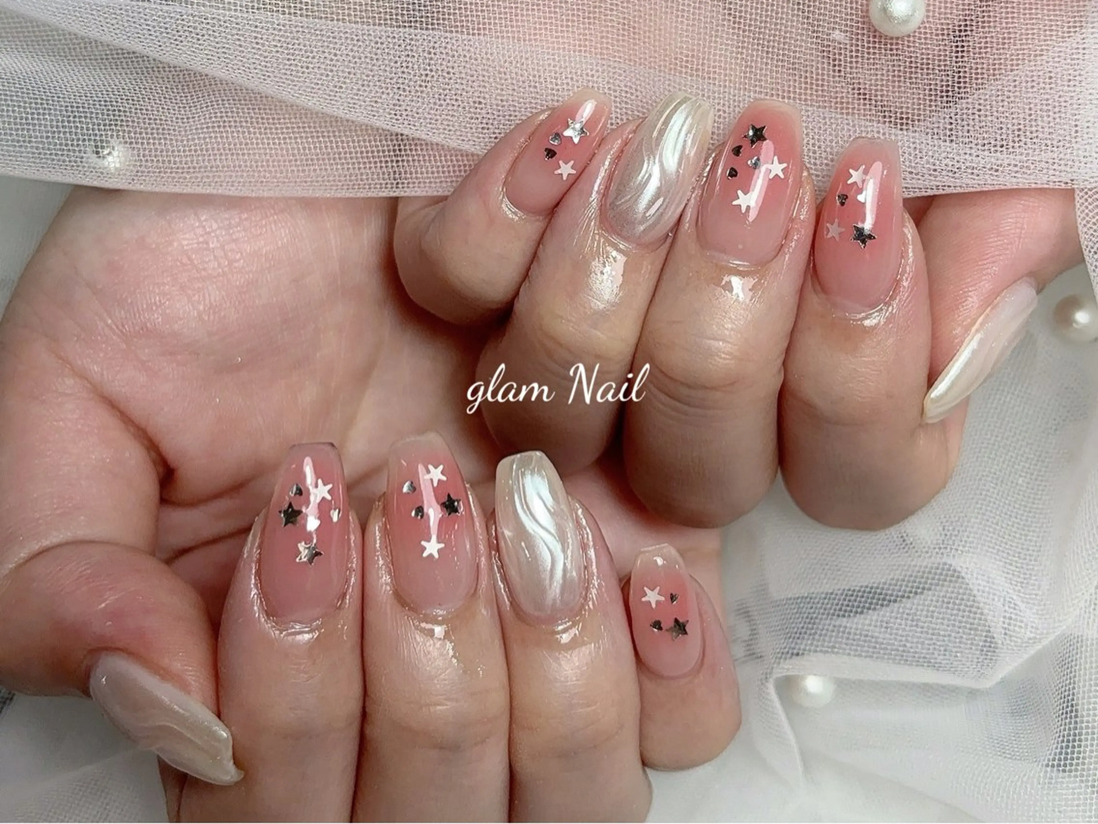 ネイル ハンドネイル エツメ💅 長さだし🎀デザインのネイルデザイン