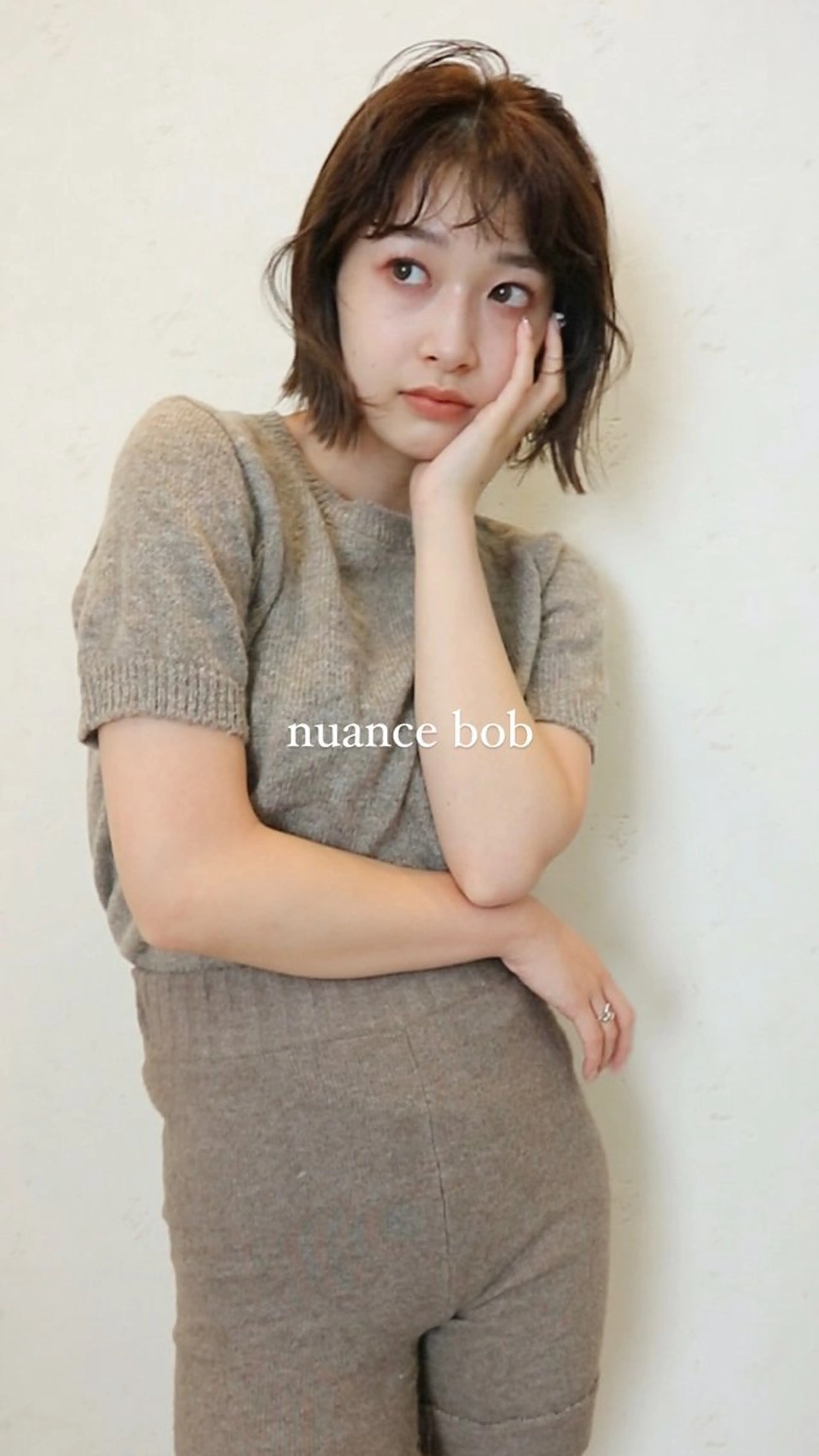 ショート カラー ボブ カット ヘアカラー トリートメント 落合希 Olivebeigeのヘアスタイル