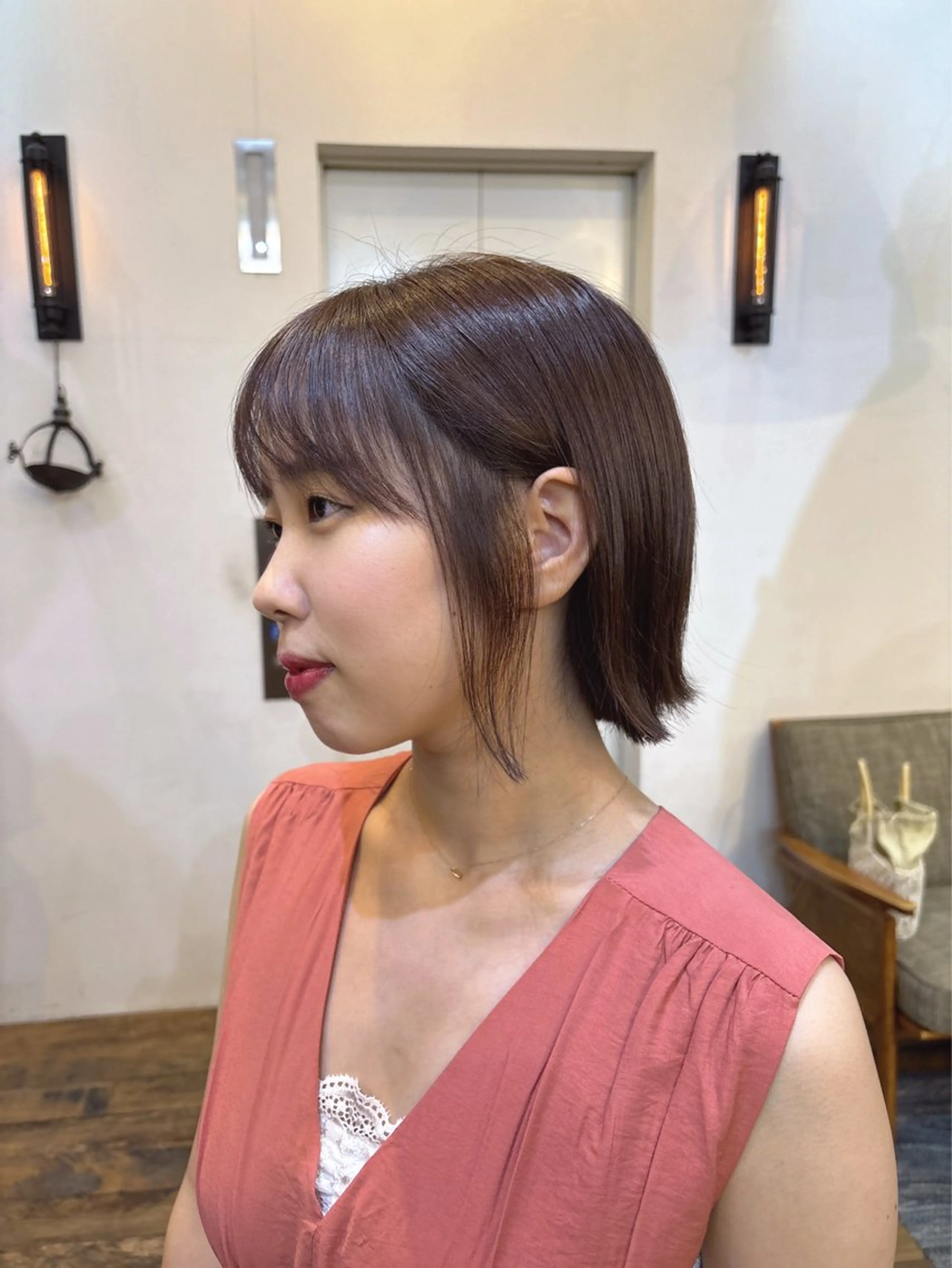 ミディアム カラー ラベンダーカラー ボブ 似合わせカット‪// 鶴我万唯華のヘアスタイル