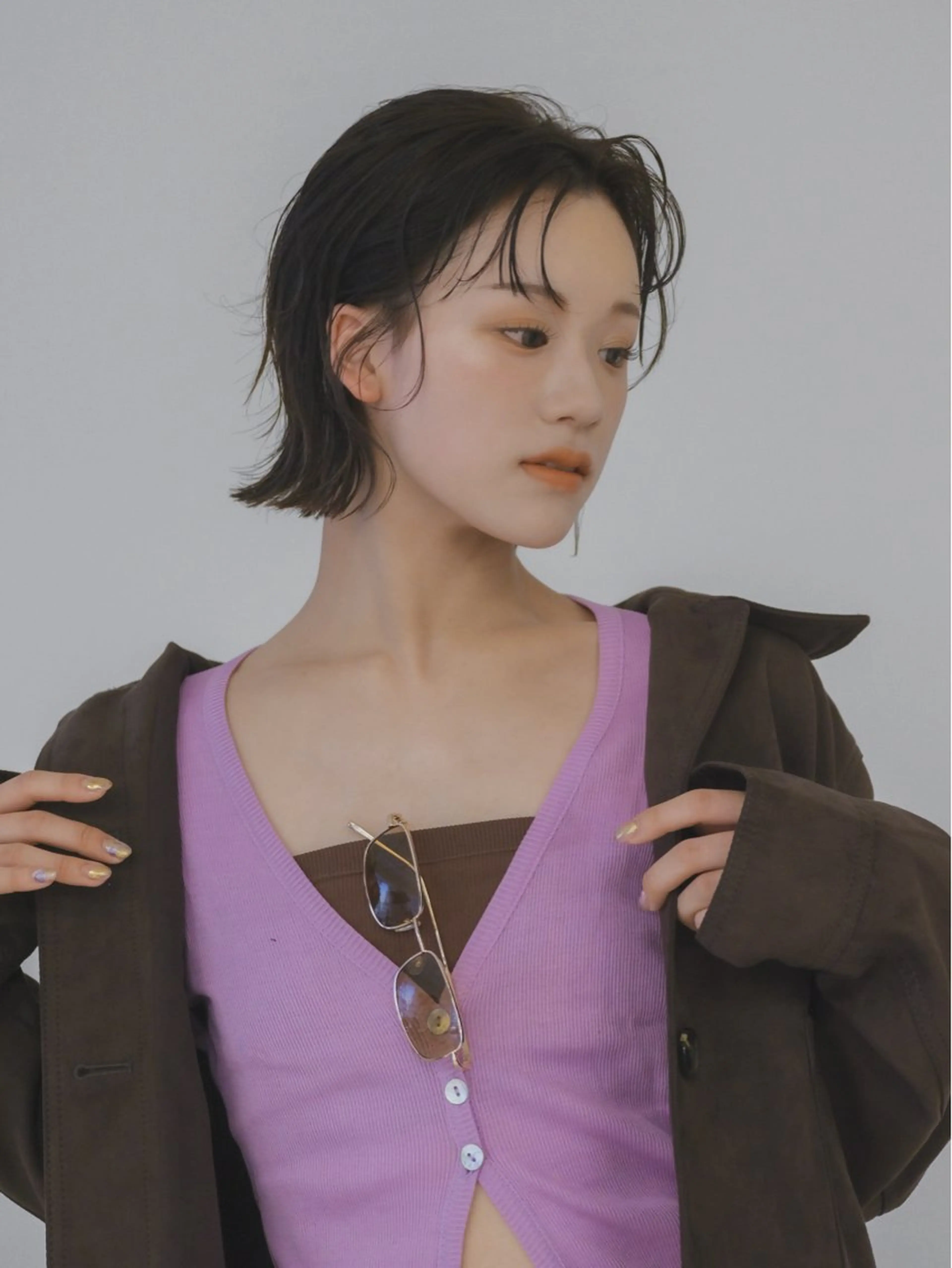 ショート 心美/ブリーチなし 透明感カラーのヘアスタイル