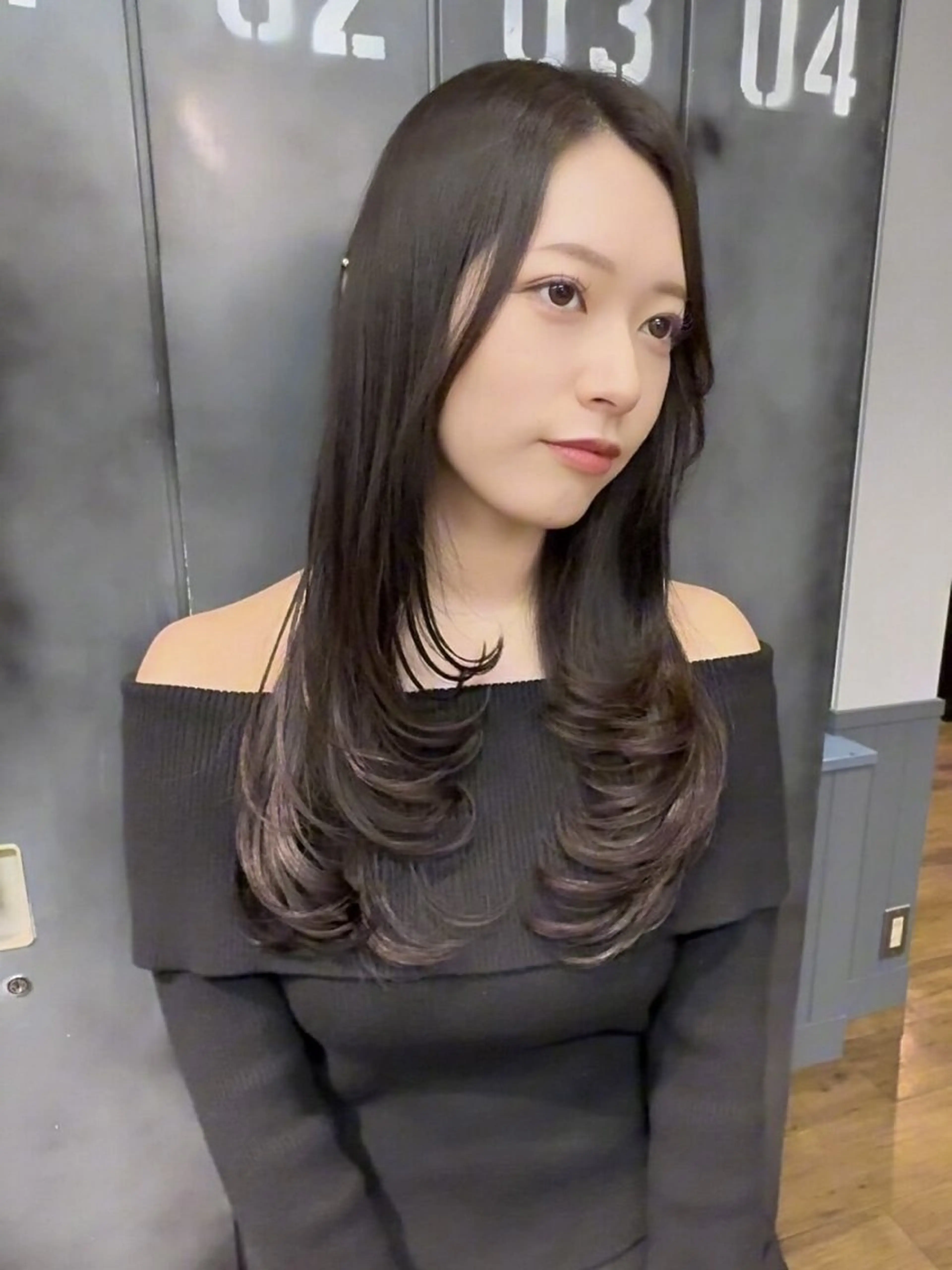 ロング 顔まわりレイヤー 韓国風ヘア レイヤーカット 韓国STYLE 小久保のヘアスタイル