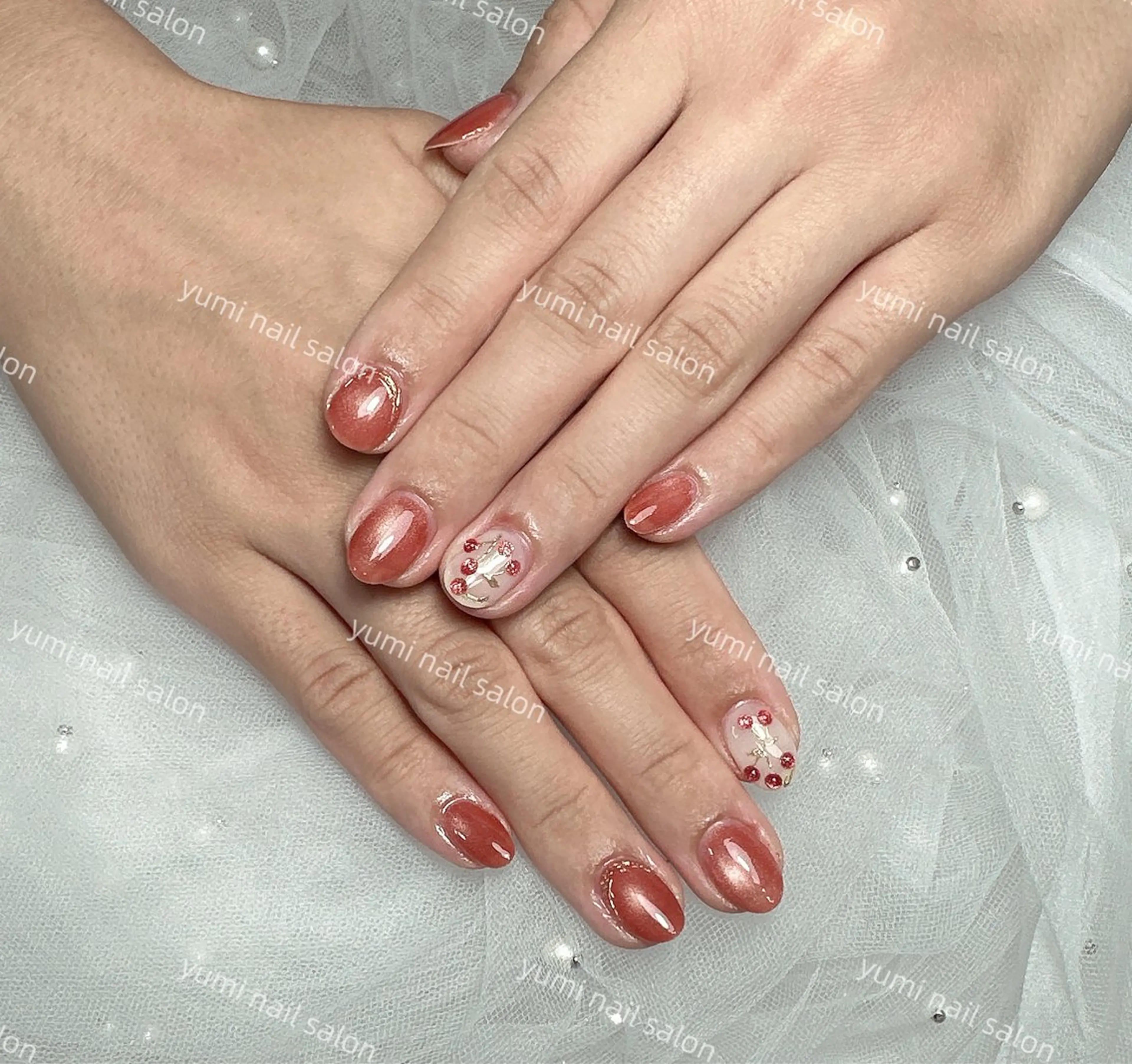 ネイル shineジェル& チップ長さだしのネイルデザイン