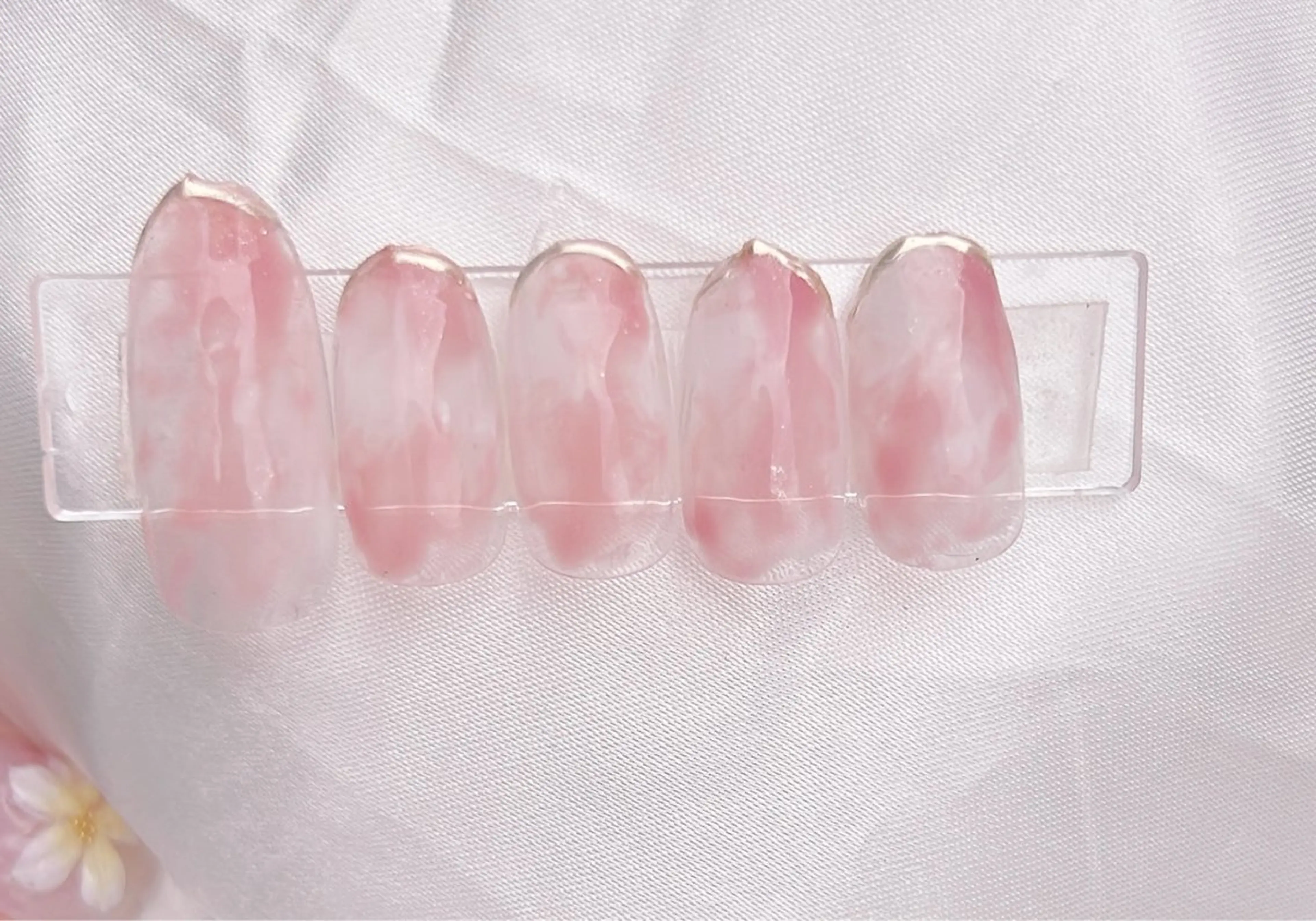 ネイル クリアネイル ゴールド 大理石ネイル(マーブル) ミラーネイル ピンク ティーエヌ 千葉のネイルデザイン