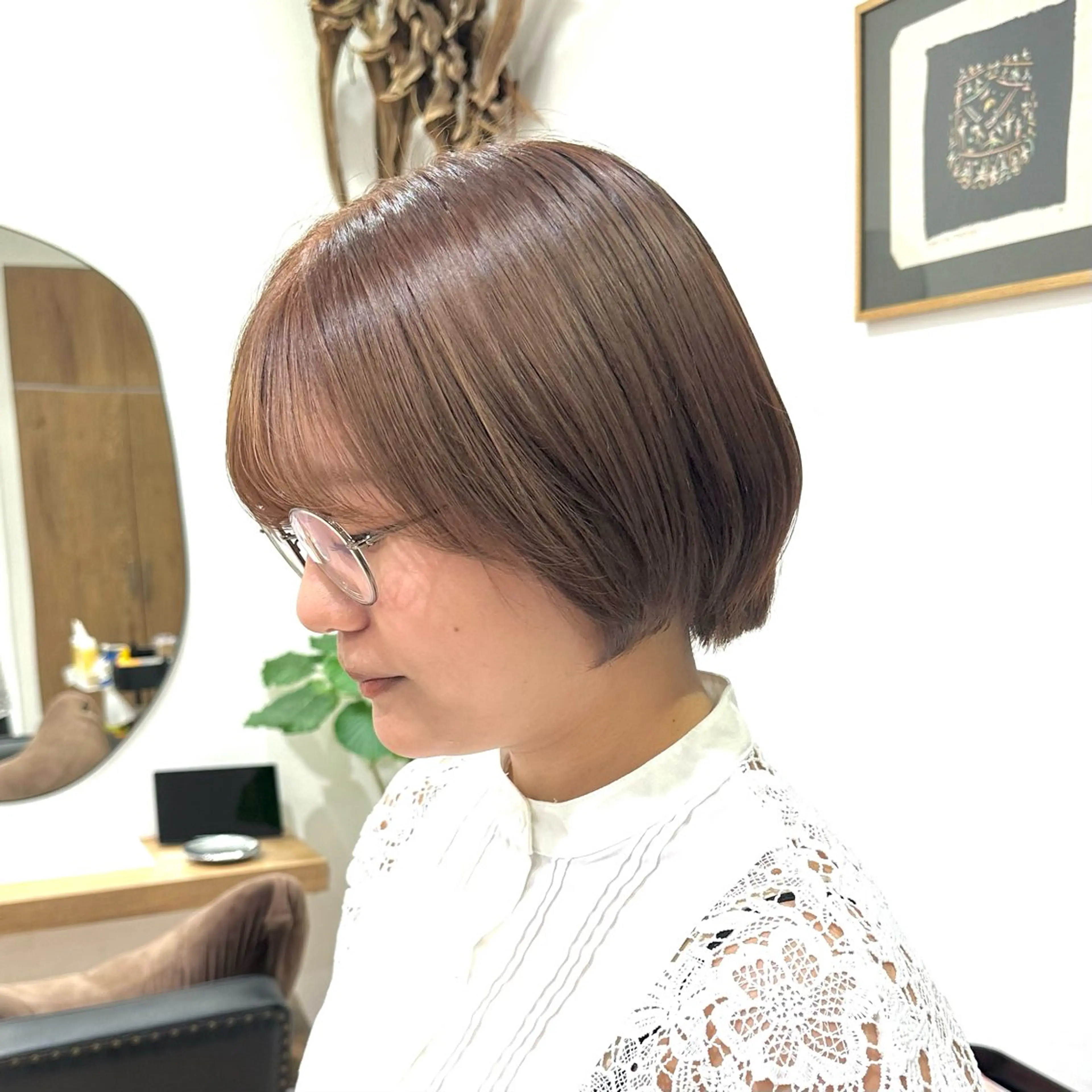 ショート オレンジブラウン ヘアカラー トリートメント 透明感イルミナカラー ／寒色/MOMOKAのヘアスタイル
