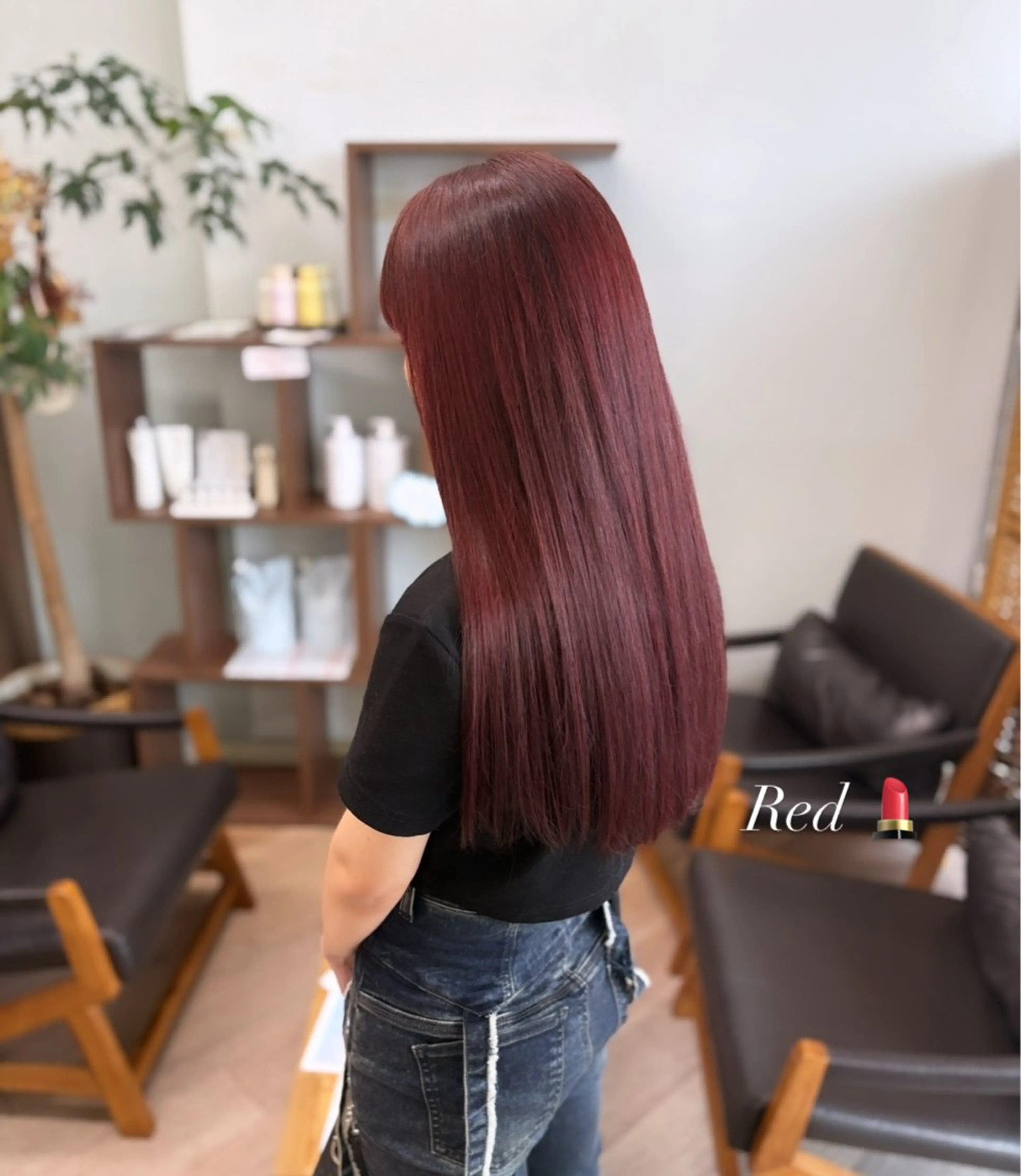 ロング カラー ブリーチ ブリーチなしカラー レッドカラー シミズ カエデ🍁のヘアスタイル