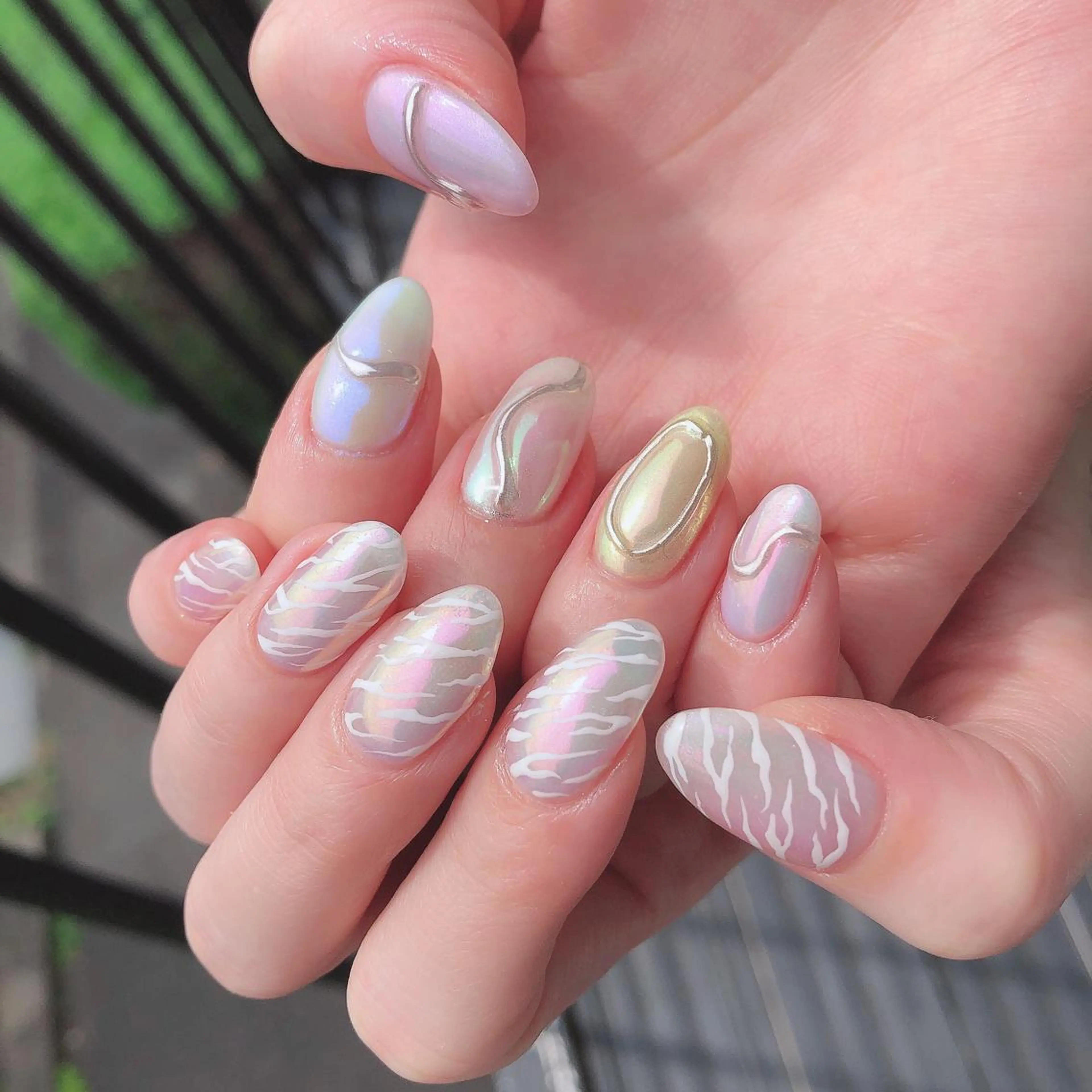 ネイル アニマル柄 アートネイル オーロラネイル ジェルネイル 氷ネイル・うるうるネイル ハンドネイル 工藤 理恵のネイルデザイン