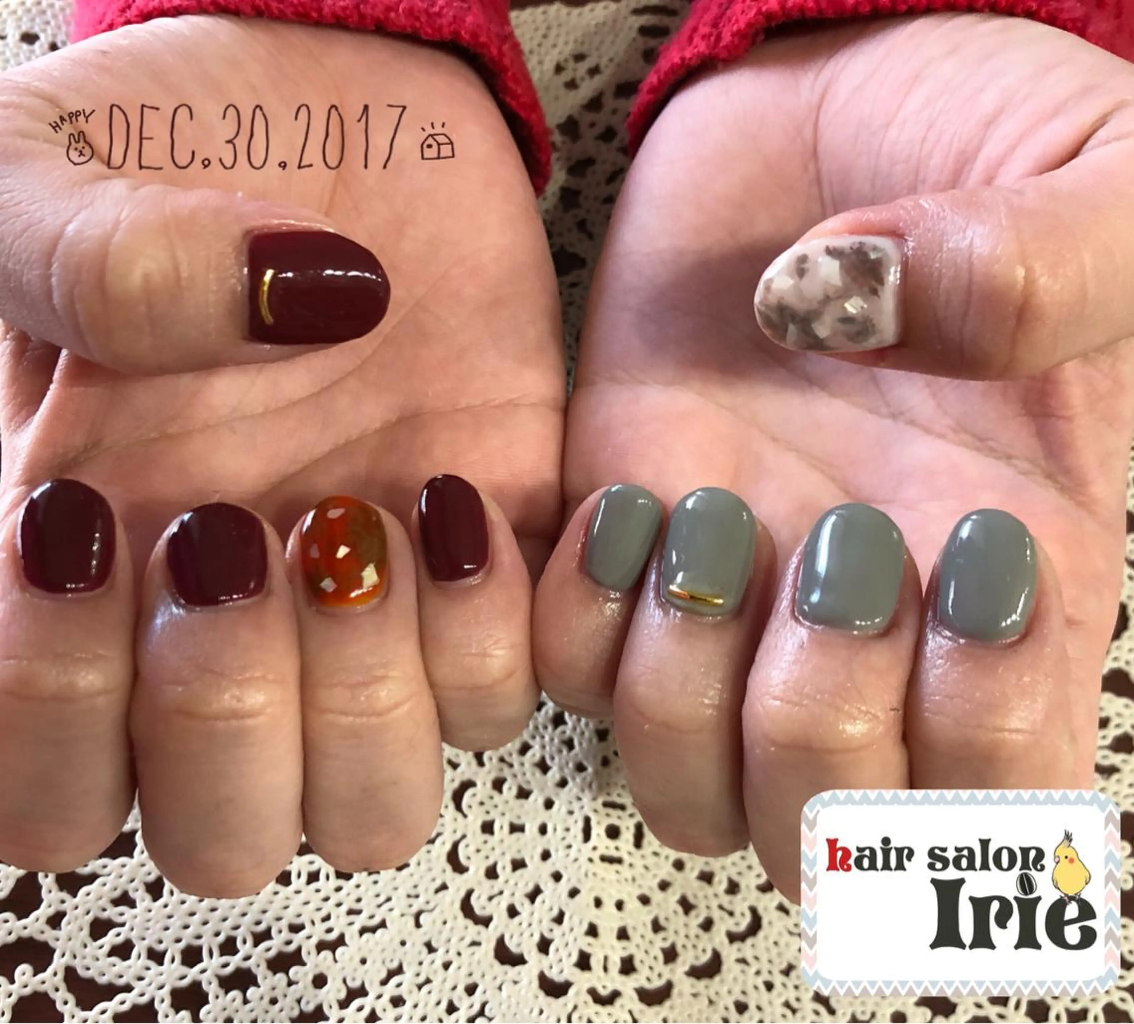 ロング カラー パーマ ヘアアレンジ メンズ キッズ ネイル アートネイル ワンカラーネイル Hair salon Irie所属・與儀 知佳のネイルデザイン