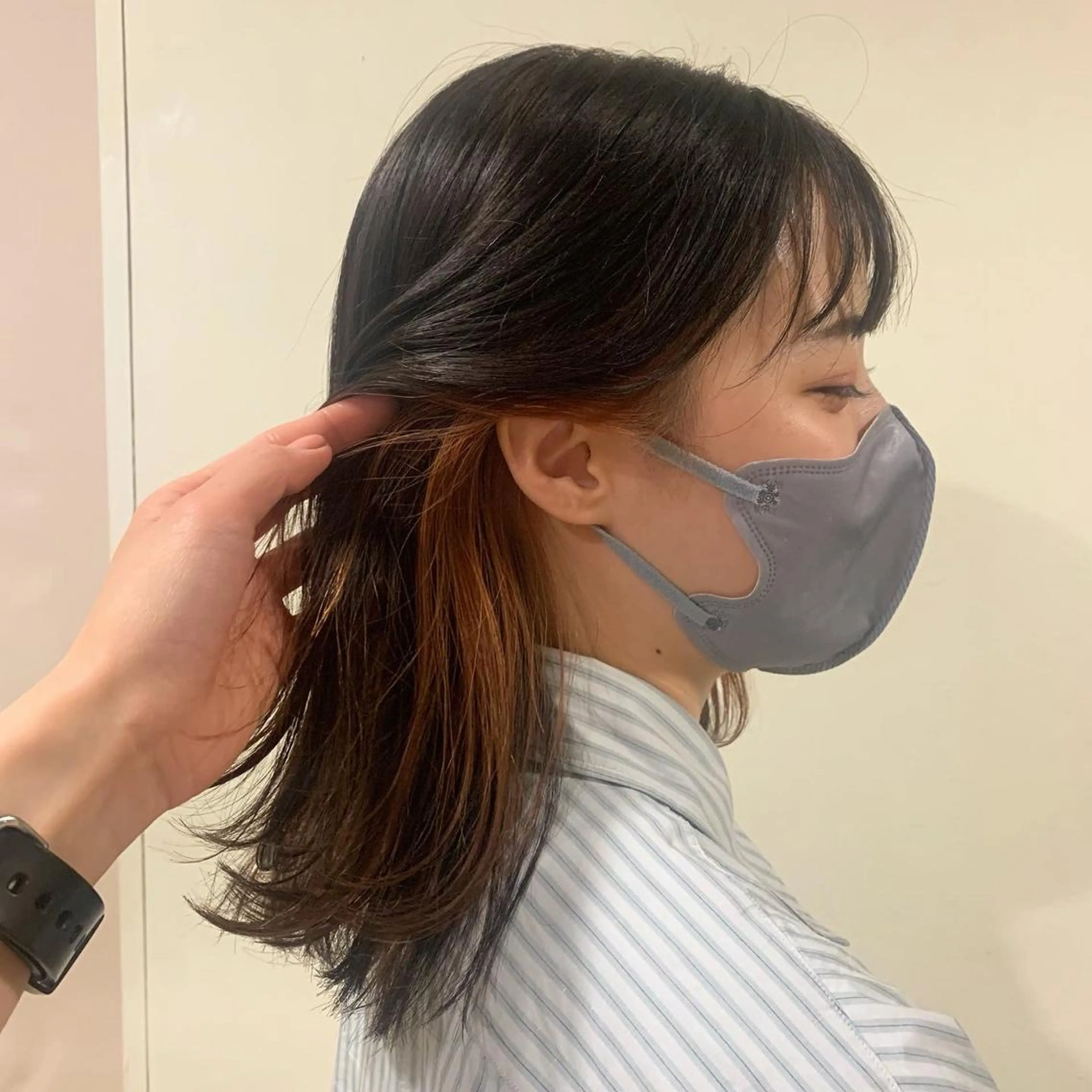 カラー インナーカラー オレンジ SUZUNO🤎ボブ レイヤー🫧顔周りのヘアスタイル