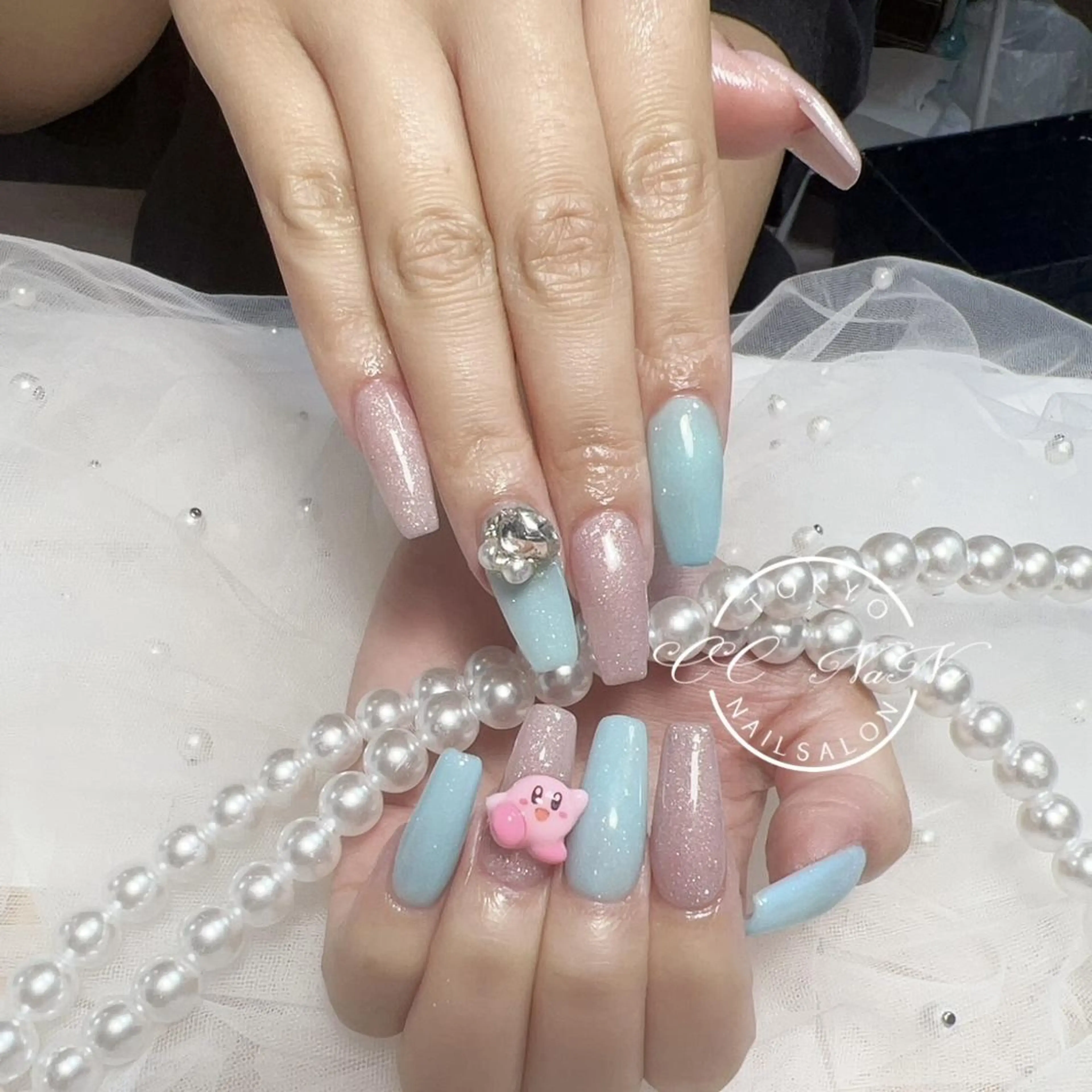 ネイル アートネイル チークネイル フラッシュネイル ハート キラキラネイル 桃井　香り パラジェル取扱店🦋のネイルデザイン