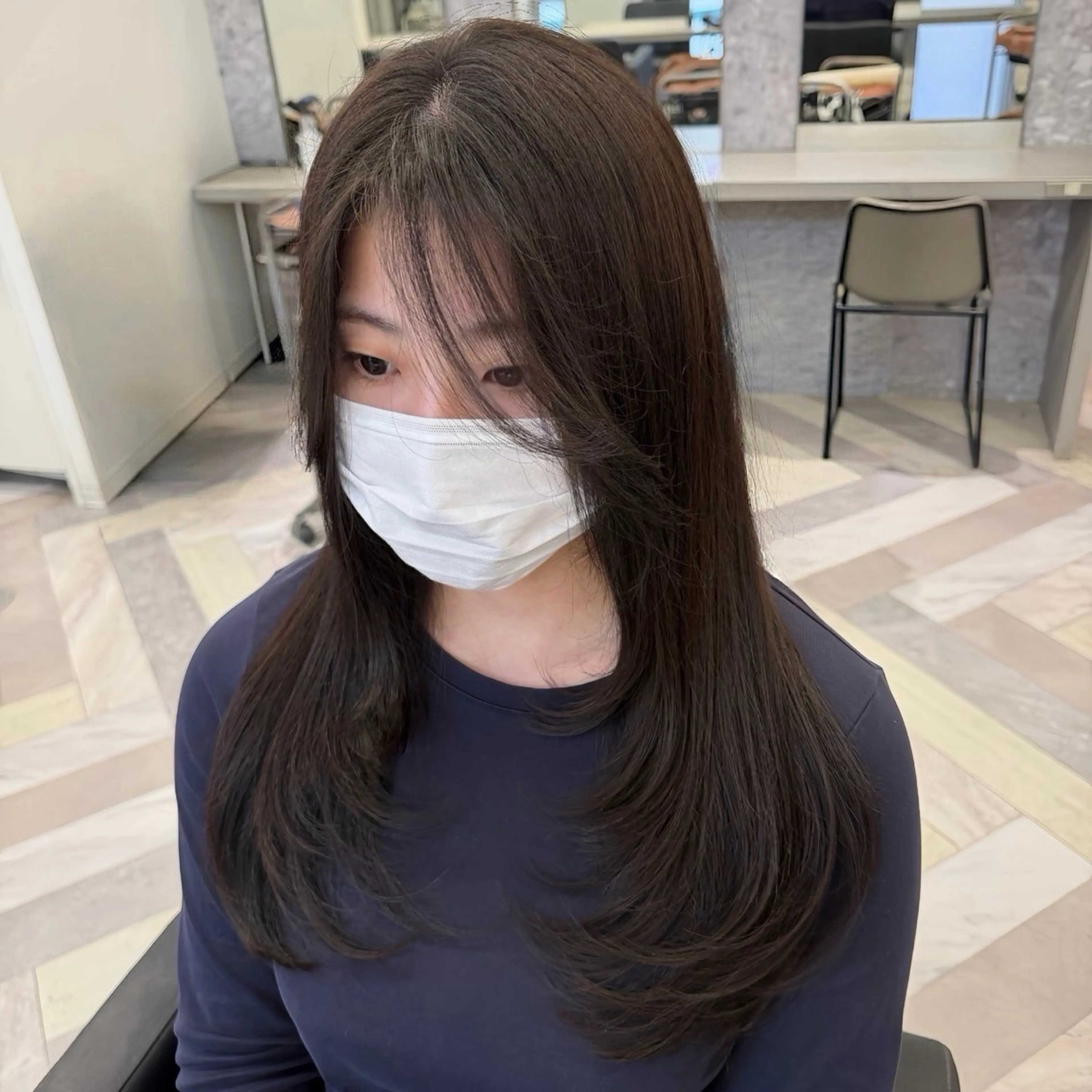 ロング カラー ハイレイヤー レイヤーカット カット ヘアカラー トリートメント EIGHT　樹梨 ／韓国ヘア🩶のヘアスタイル