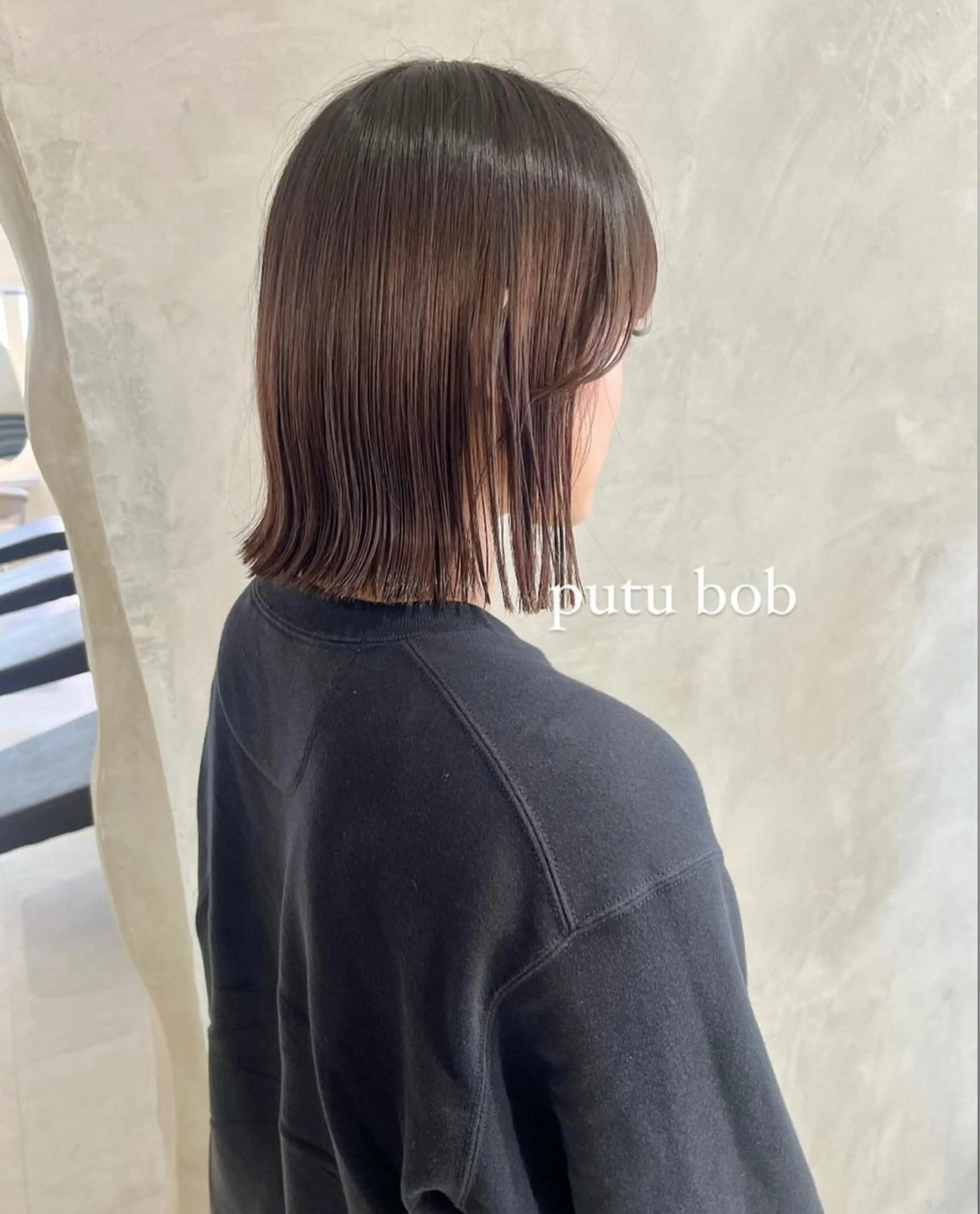 ミディアム カラー カット ヘアカラー トリートメント 切りっぱなしボブ/ 艶カラー/綾莉のヘアスタイル