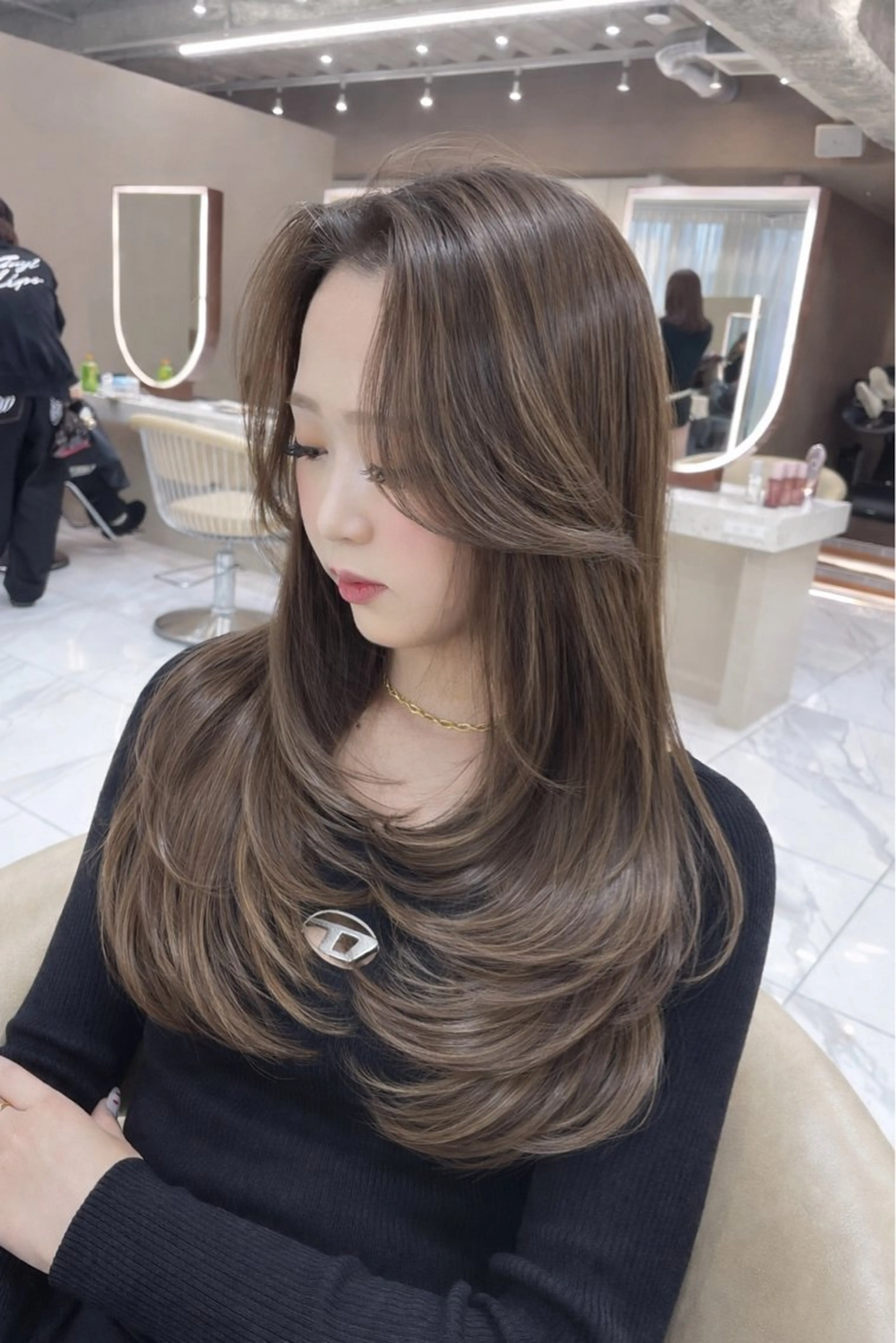 ロング 韓国風ヘア レイヤーカット カット ヘアカラー トリートメント 大西 天使のヘアスタイル