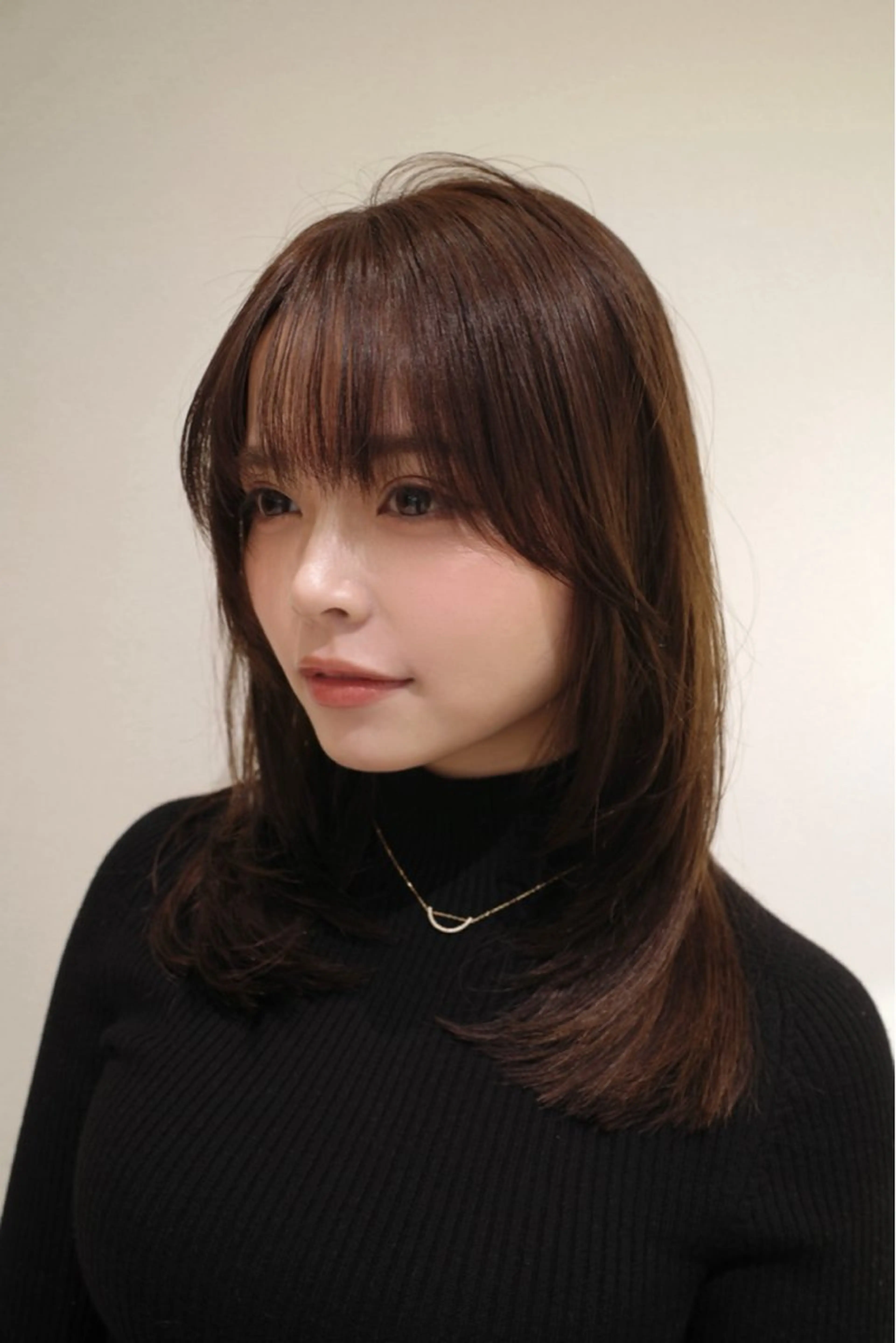 ミディアム カラー ブラウンカラー 透明感カラー 顔まわりレイヤー 顔周りカット 髪質改善 カット ヘアカラー トリートメント ヘアセット 韓国レイヤー🇰🇷 韓国研修◎渋谷カイトのヘアスタイル