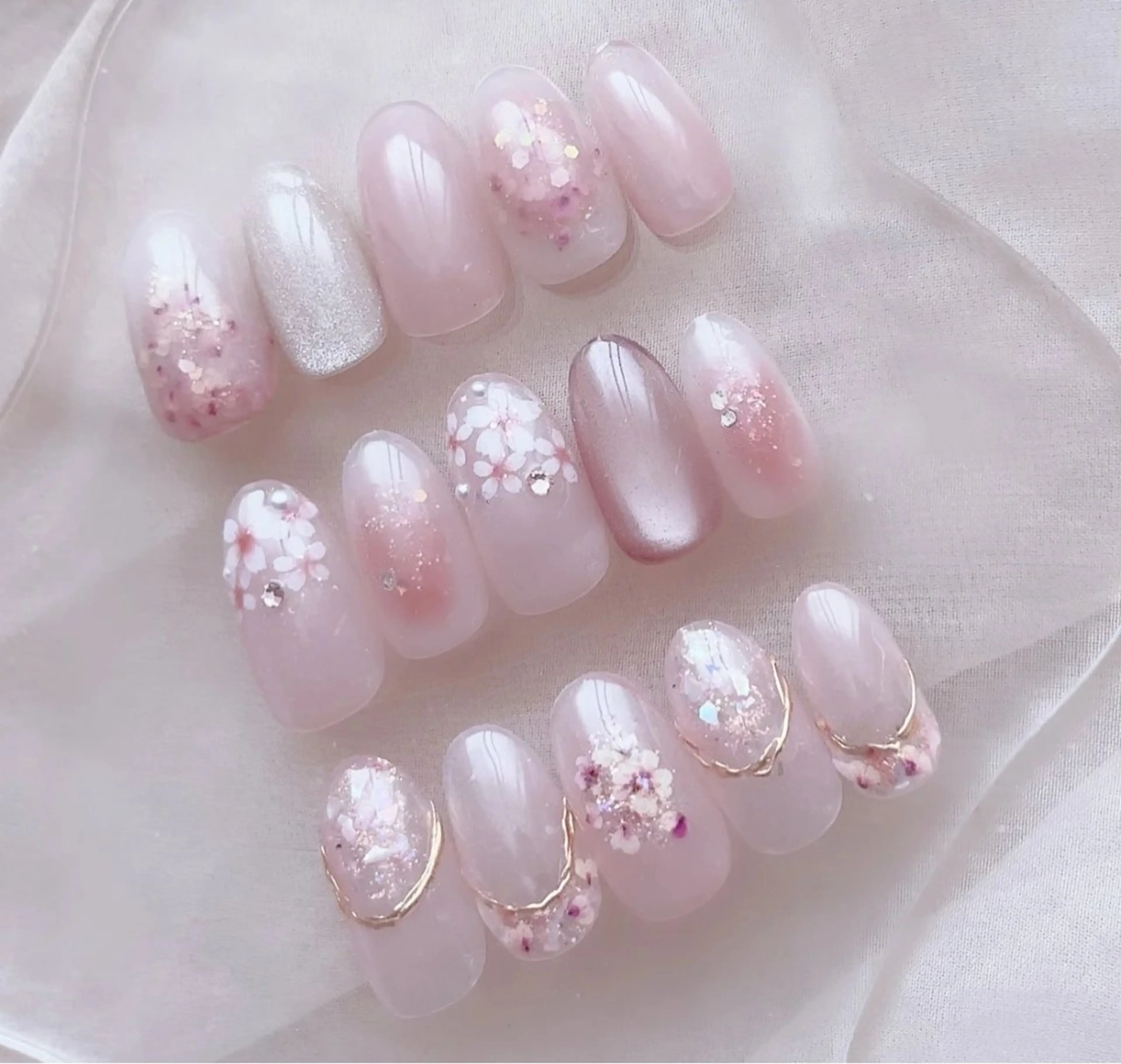 ネイル アートネイル チークネイル 長さ出し フラワーネイル フレンチネイル YK Beauty Salonのマツエク・マツパデザイン