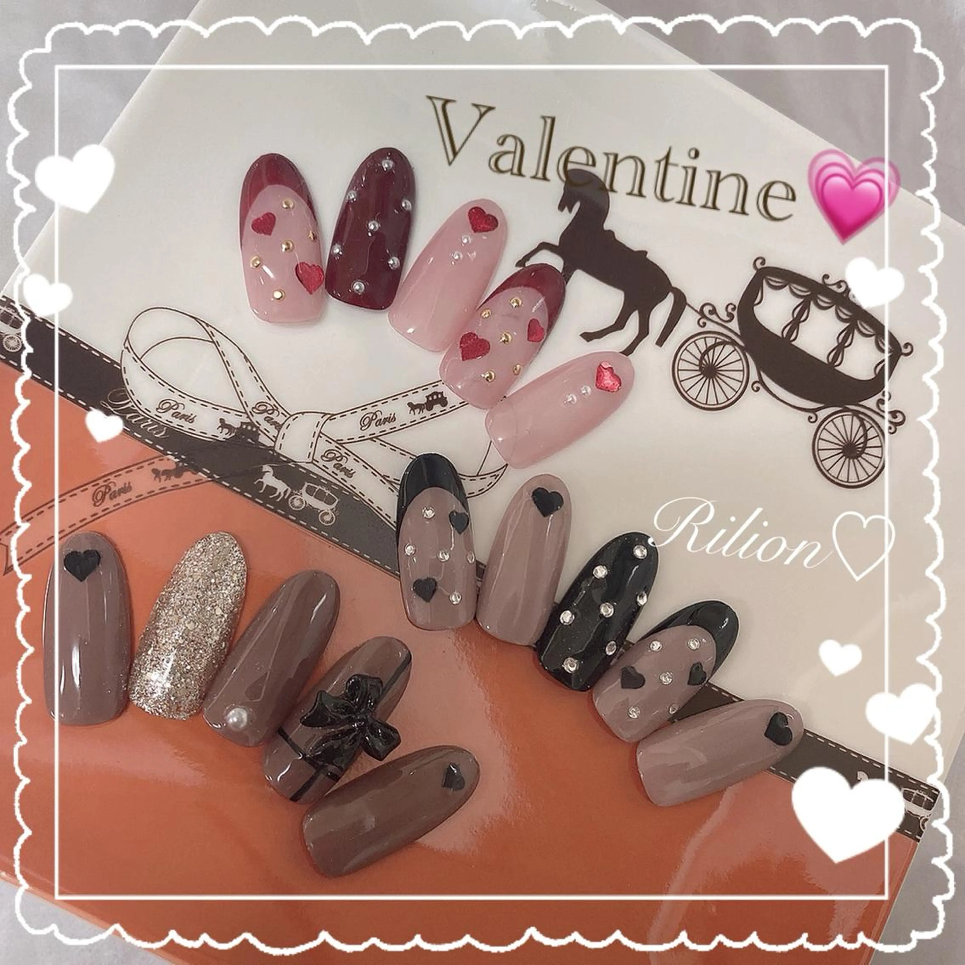 ネイル バレンタイン ハンドネイル RiLion💗 Risa🦋💜のネイルデザイン