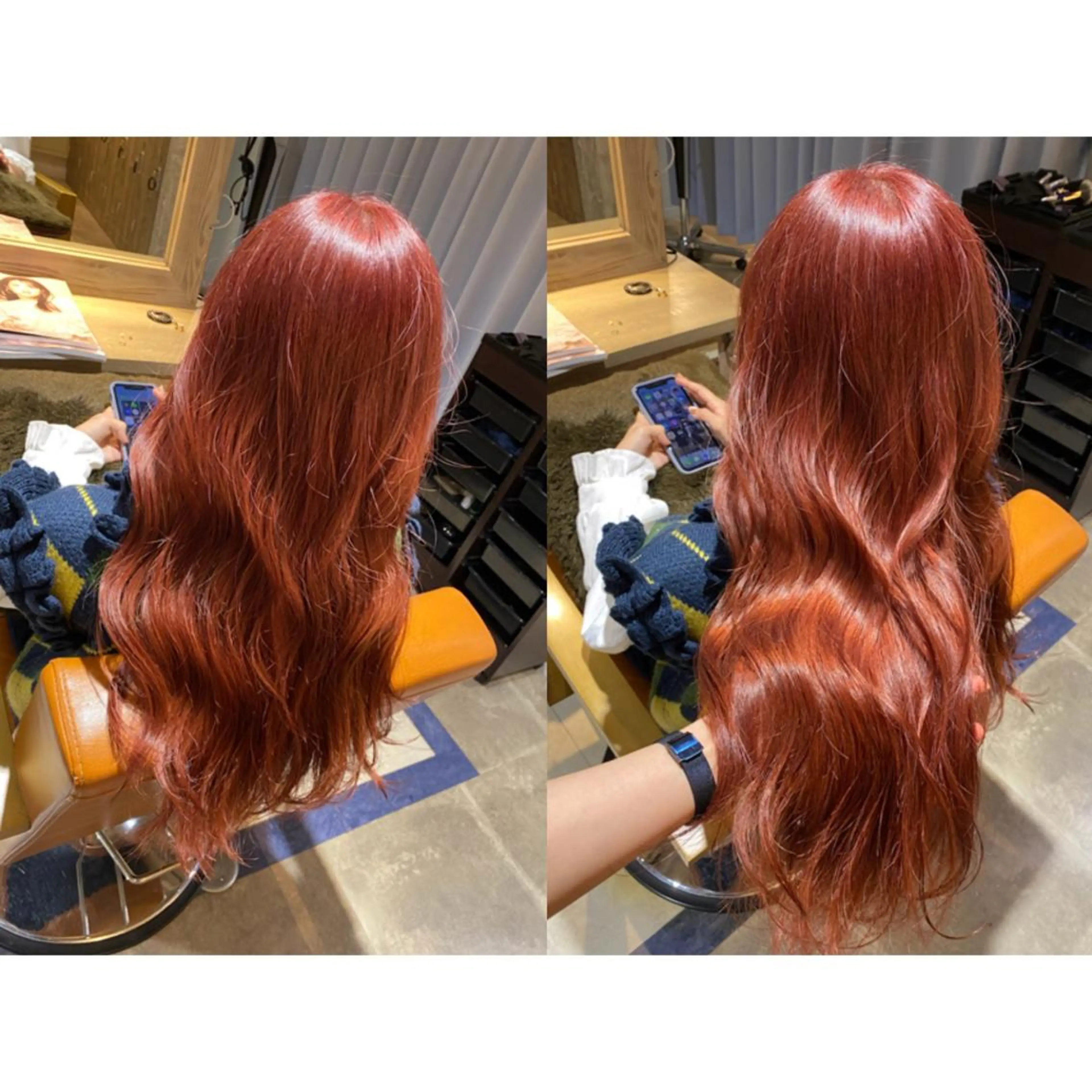 カラー レッドカラー カット ヘアカラー トリートメント 🐻結んで可愛い hair EMI🐻のヘアスタイル