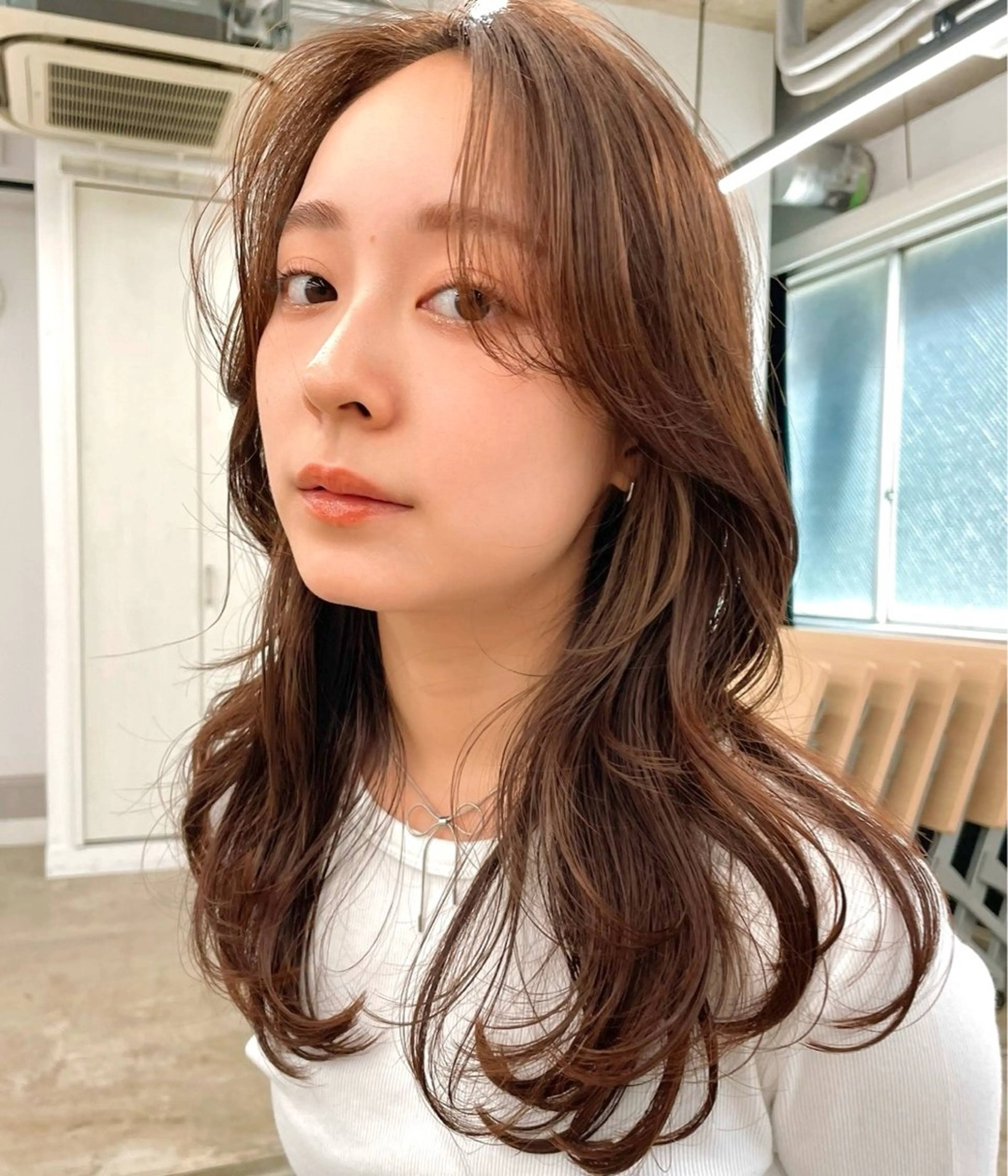 ロング カラー カット ヘアカラー 韓国レイヤー　船橋 徒歩5分/小川友美のヘアスタイル