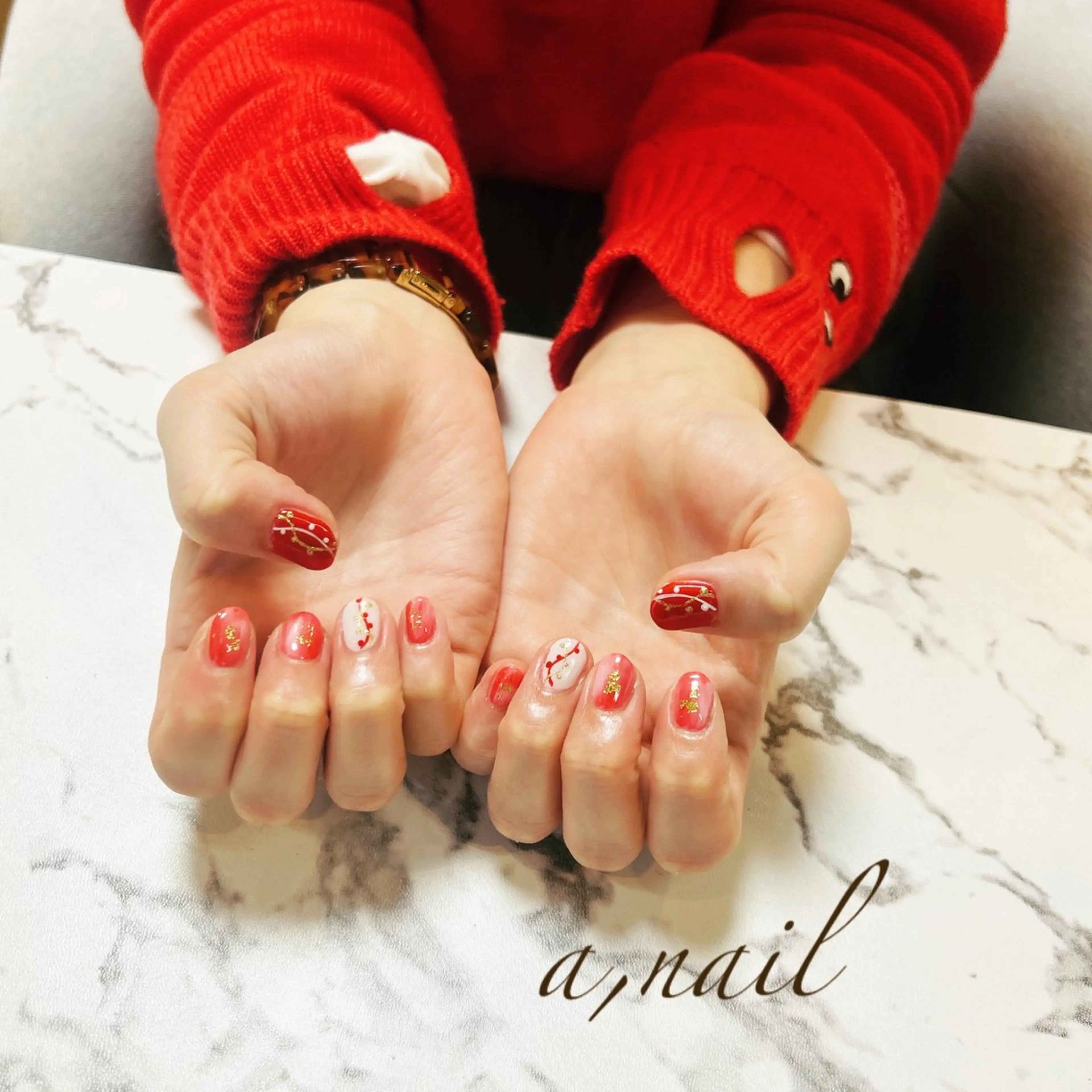 ネイル ドット キラキラネイル ラメ(グリッター) ニュアンスネイル ハンドネイル ネイルサロン エーネイルのネイルデザイン