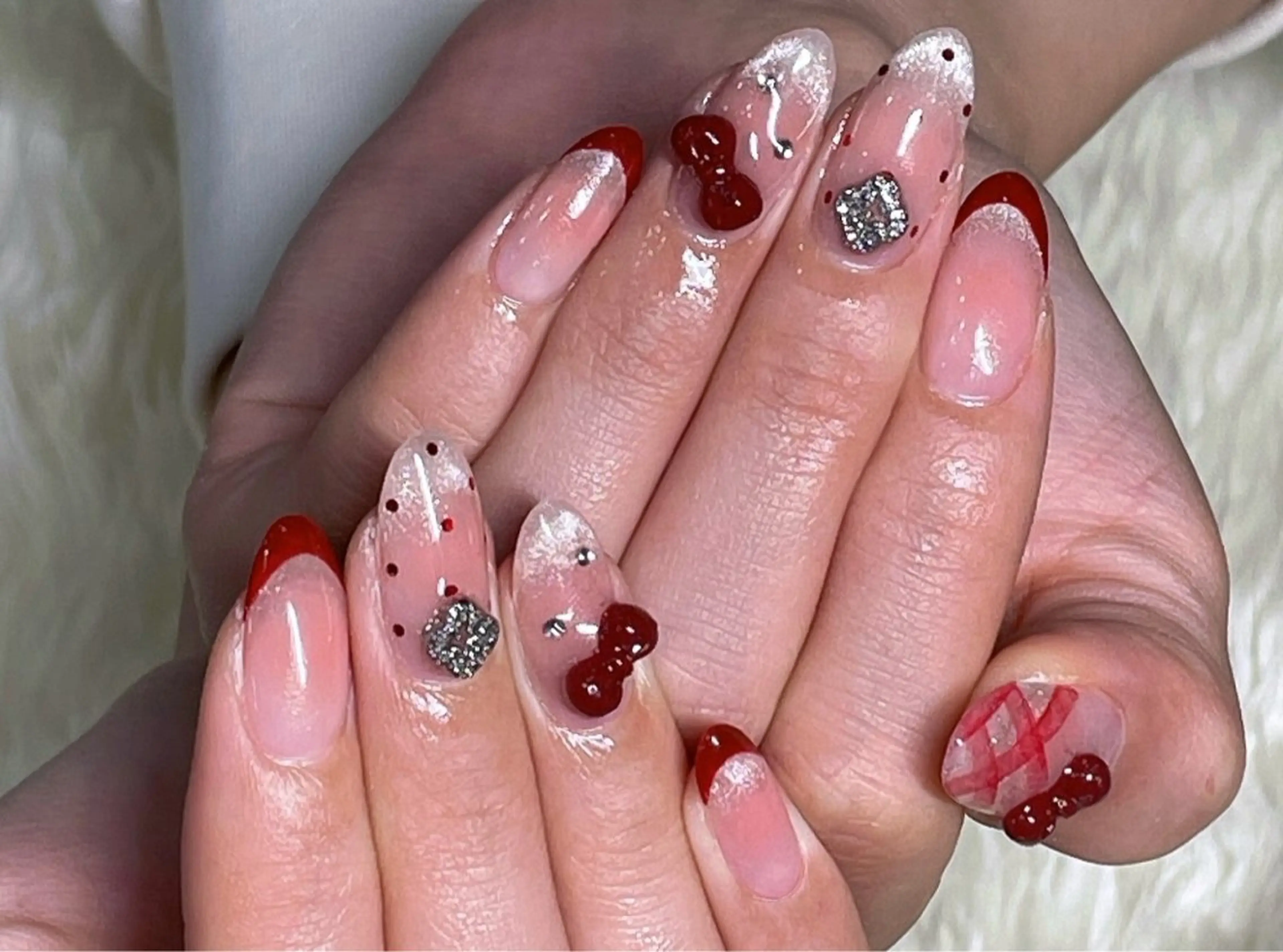 ネイル 長さ出し フレンチネイル ジェルネイル グラデーション 韓国ネイル ハンドネイル Nail&eye Belire 新宿のネイルデザイン