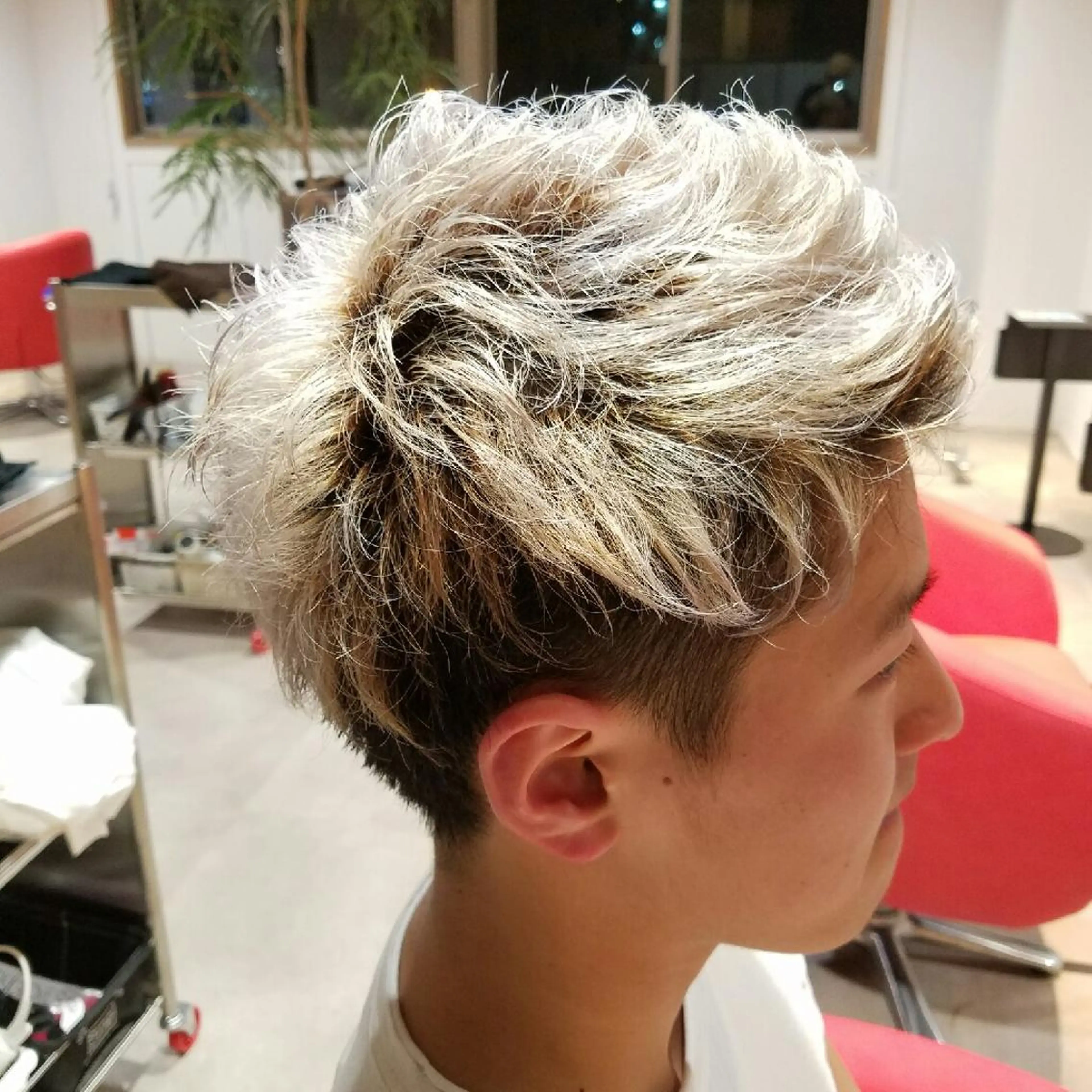 ショート カラー メンズ アッシュ ホワイトアッシュ 田中 光のヘアスタイル